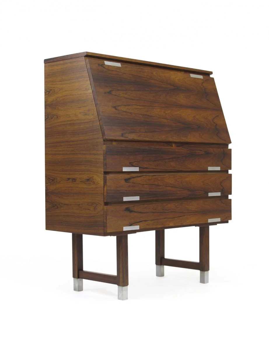 Kai Kristiansen Rosewood Secretary with Aluminum Inlaid Pulls 9