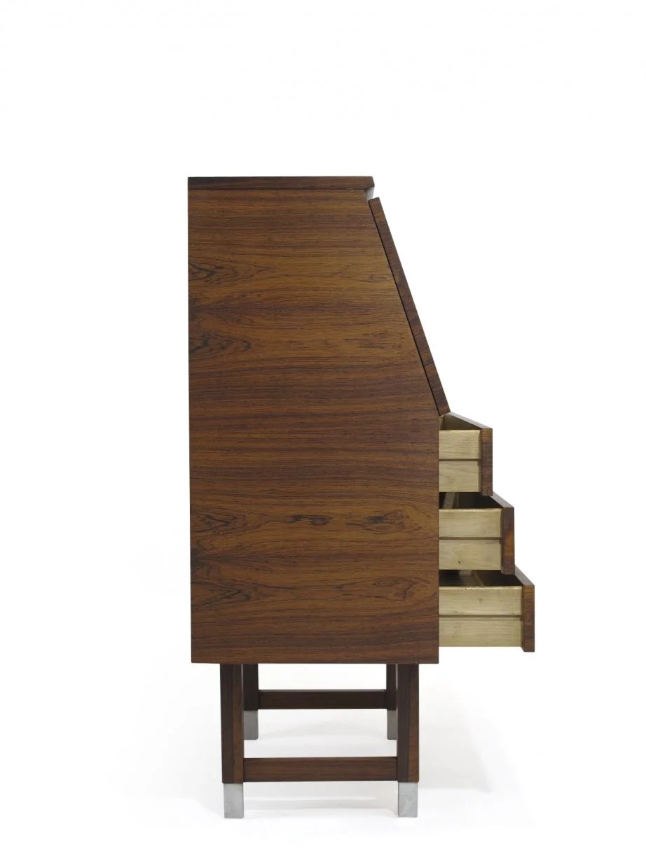 Kai Kristiansen Rosewood Secretary with Aluminum Inlaid Pulls 11