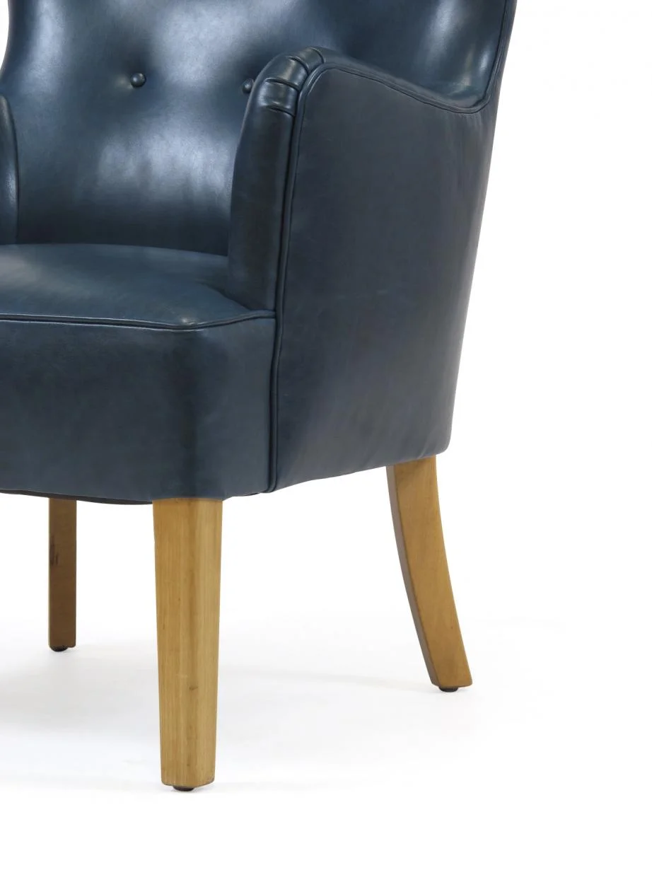 Ole Wanscher Highback Chair for Fritz Hansen 1946 in Teal Leather 5