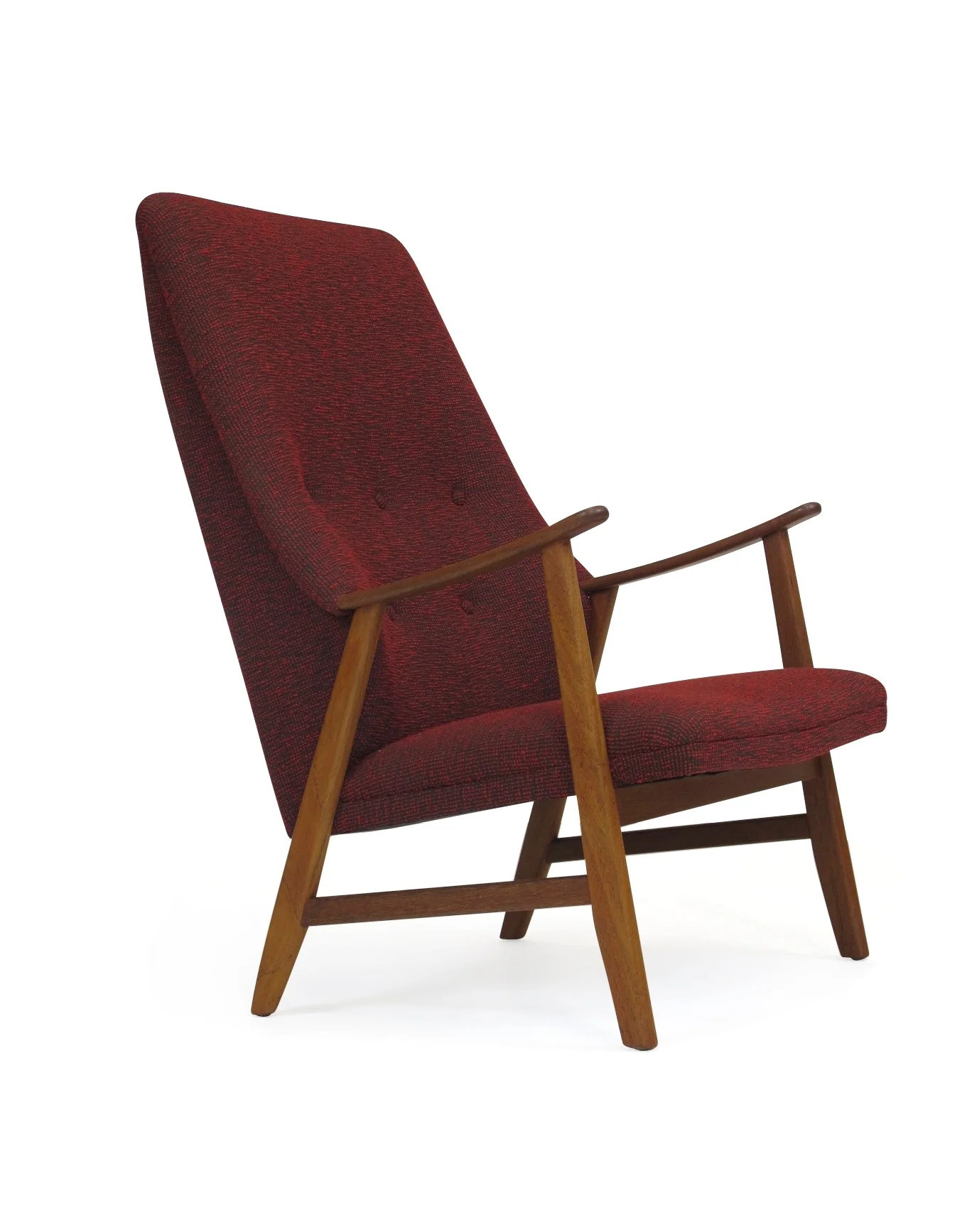 Teak High-back chair in designer Fabric 1