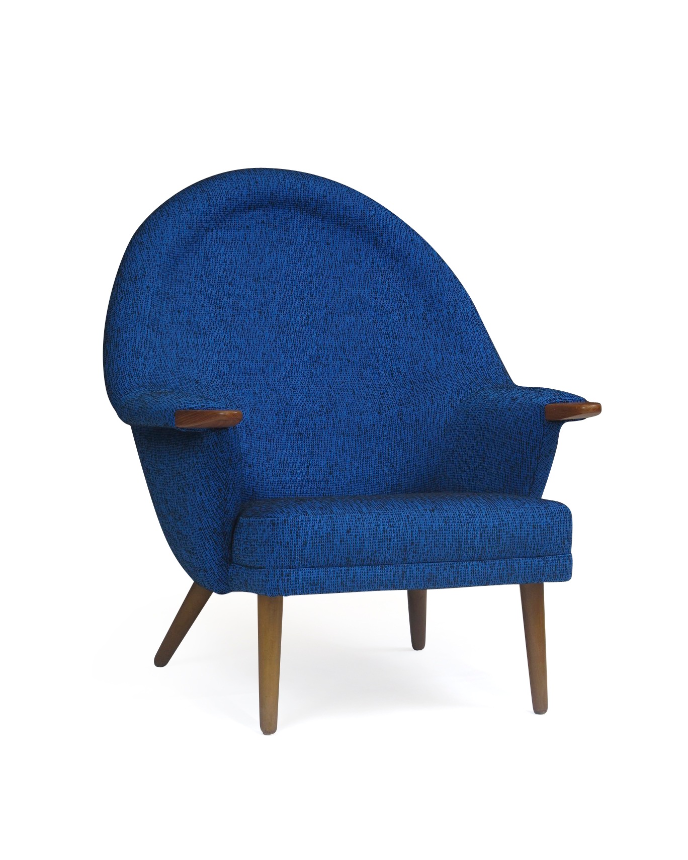 High-back Lounge Chair Newly Re-upholstered in Blue/Black 2