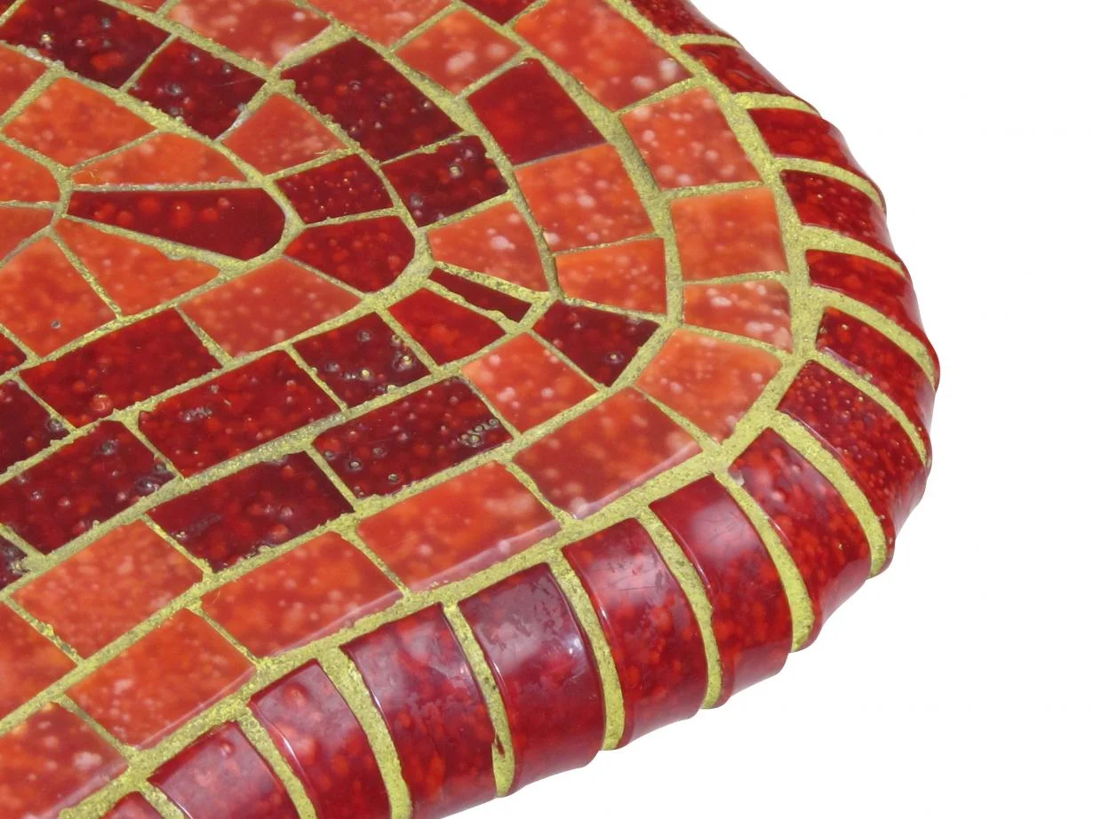 Vintage Free-Form Red Mosaic Tile Coffee Table 3