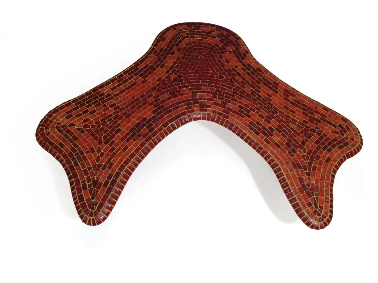 Vintage Free-Form Red Mosaic Tile Coffee Table 6