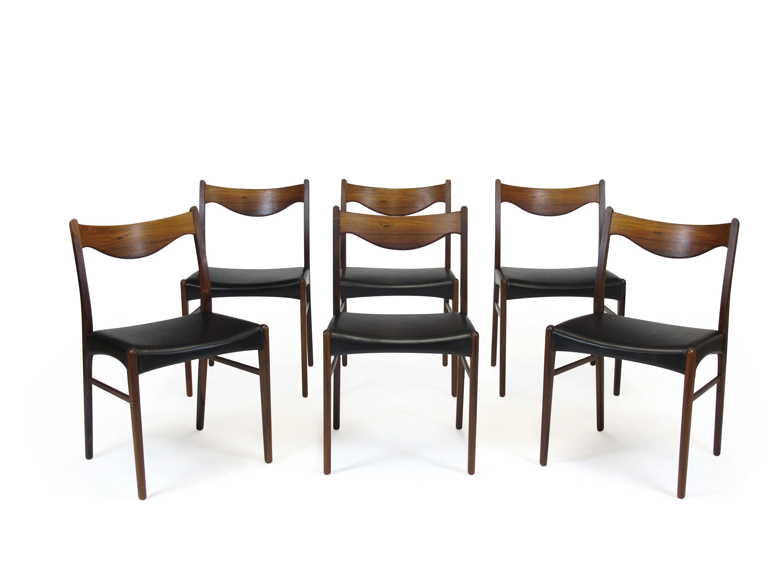 Arne Wahl Danish Rosewood and Leather Dining Chairs