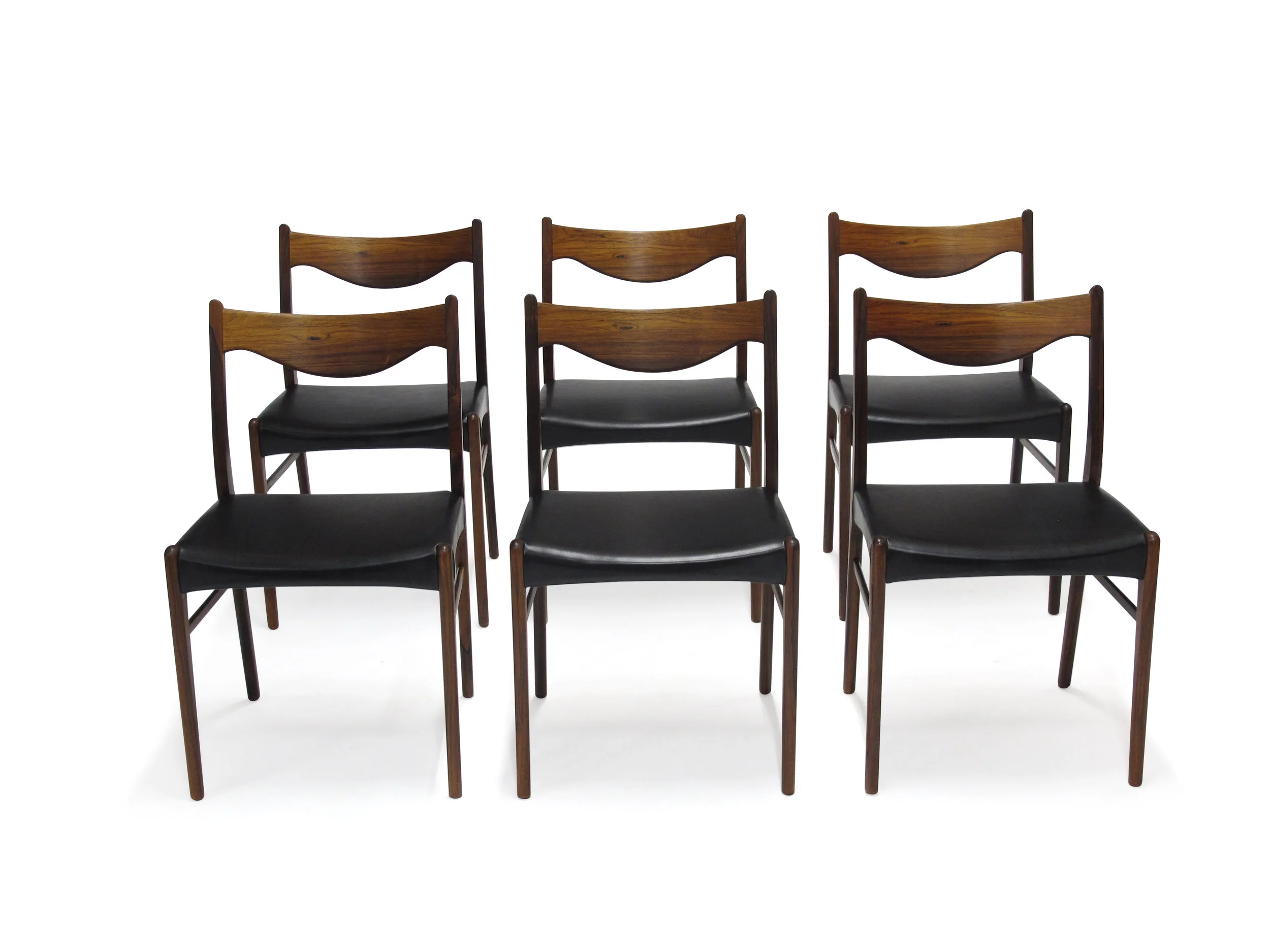 Arne Wahl Danish Rosewood and Leather Dining Chairs 4