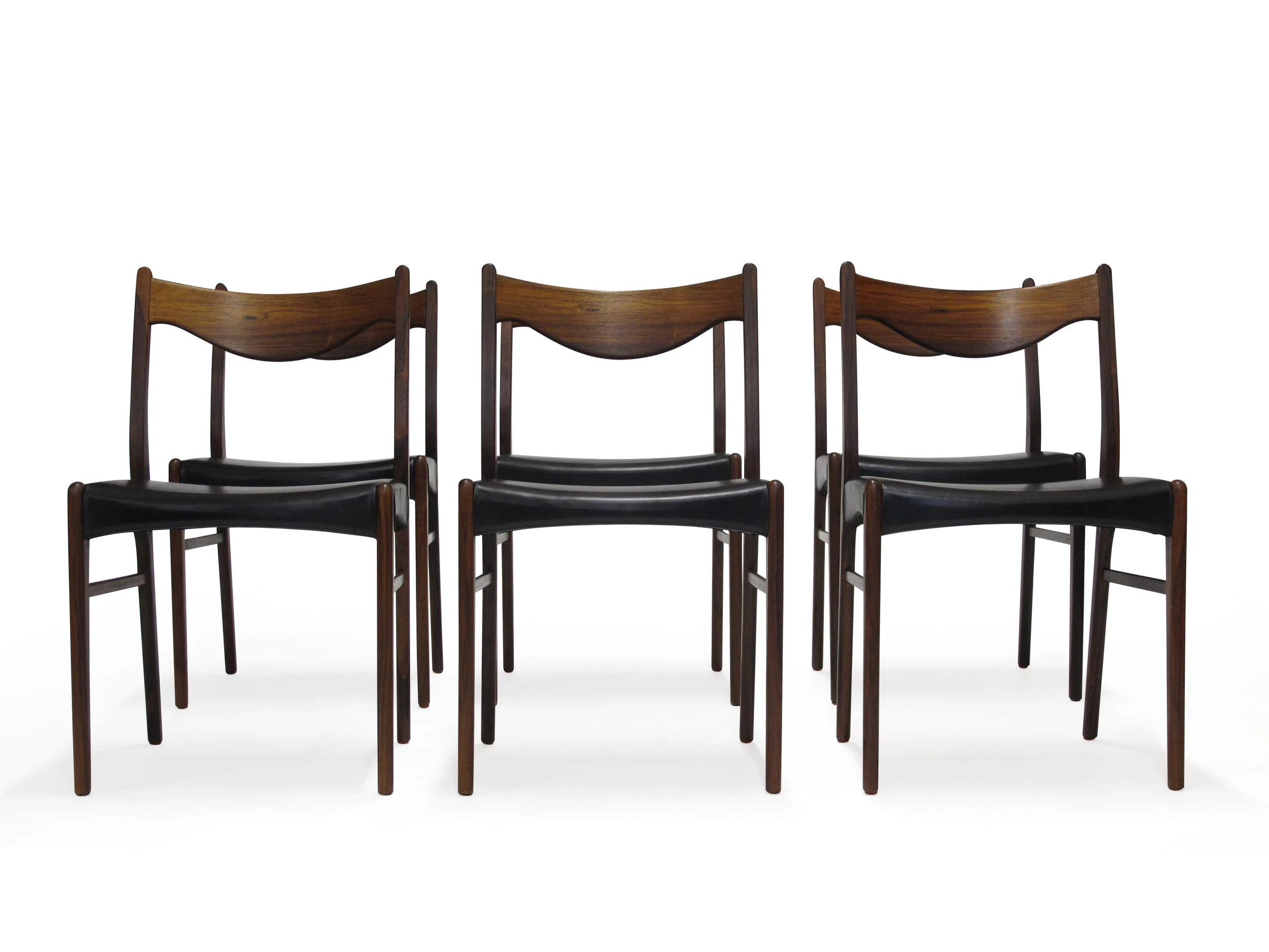 Arne Wahl Danish Rosewood and Leather Dining Chairs 6