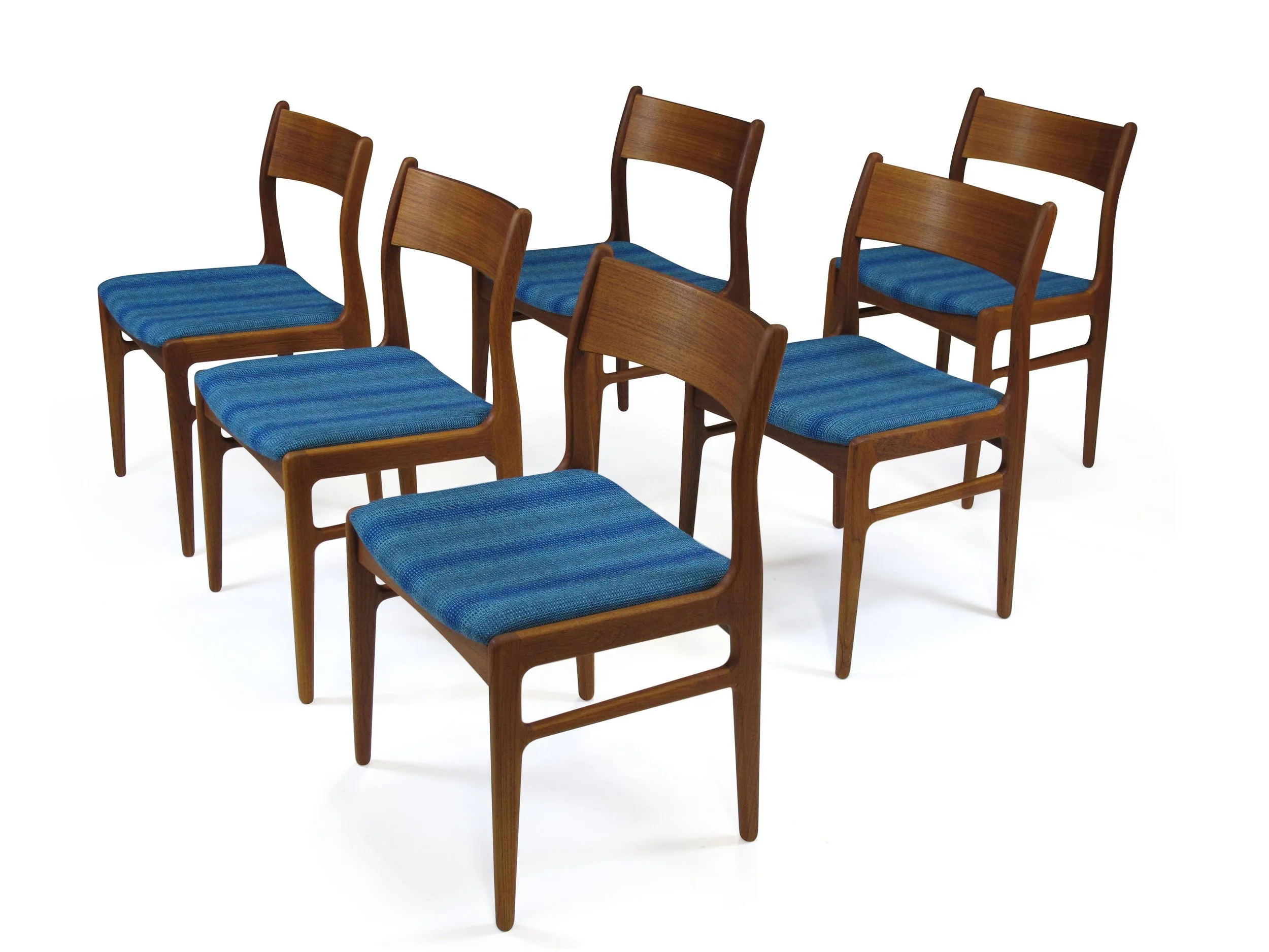 Funder-Schmidt and Madsen Teak Dining Chairs in Blue Wool 9