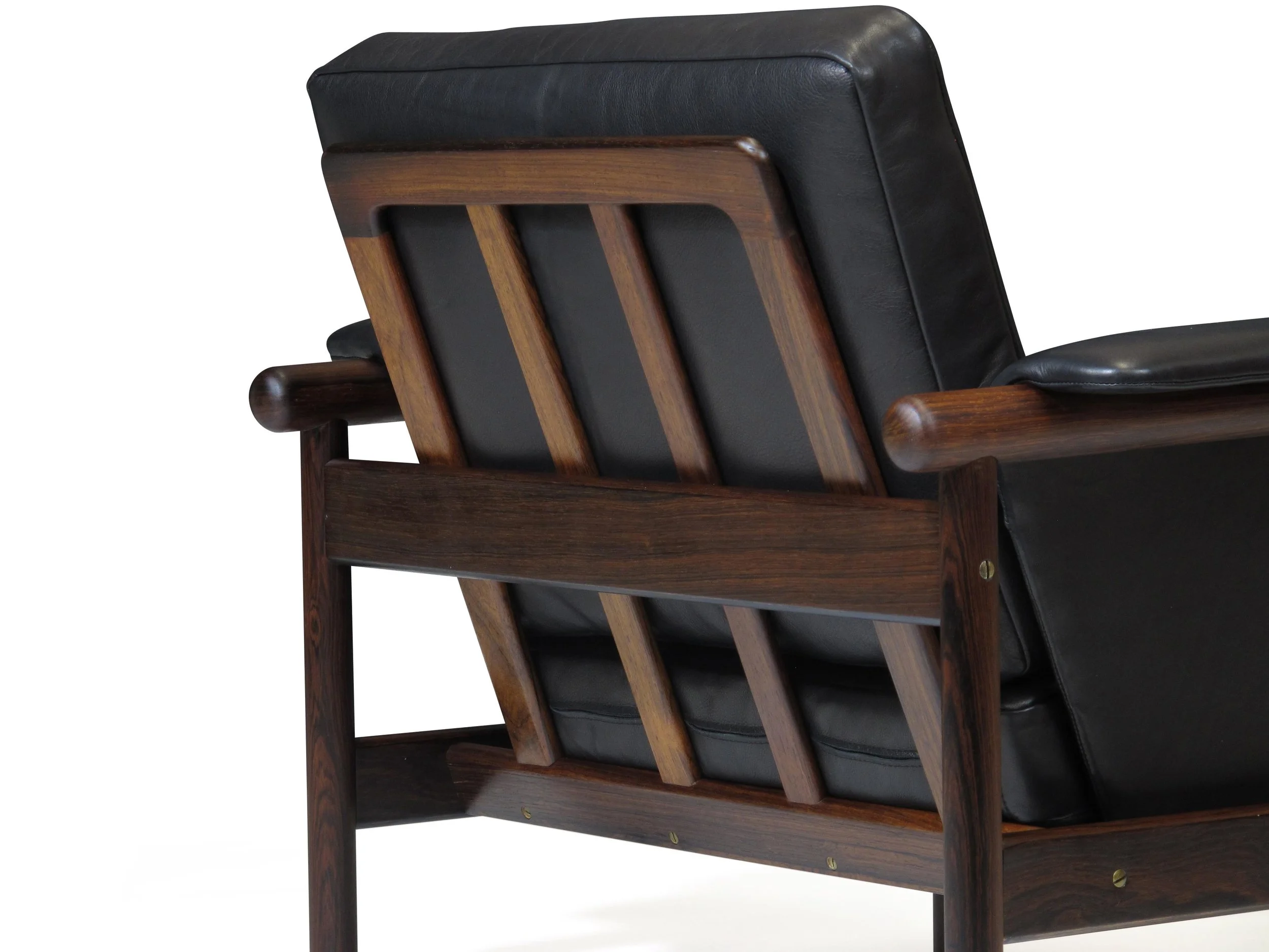 Illum Wikkelsø by Koefoed's Møbelfabrik Wiki Rosewood Black Leather Lounge Chairs 10