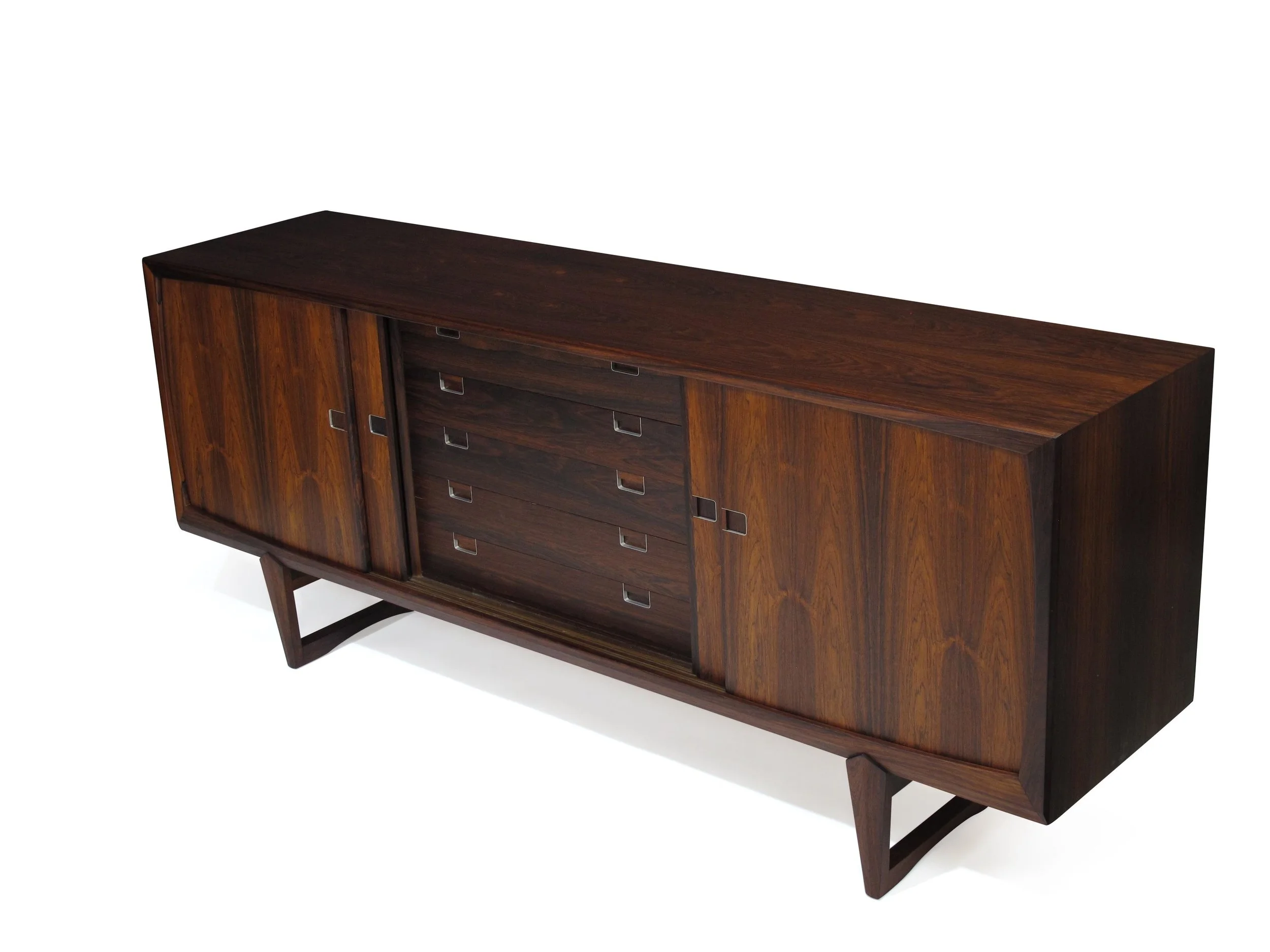 Danish Rosewood Credenza with Metal Pulls 7