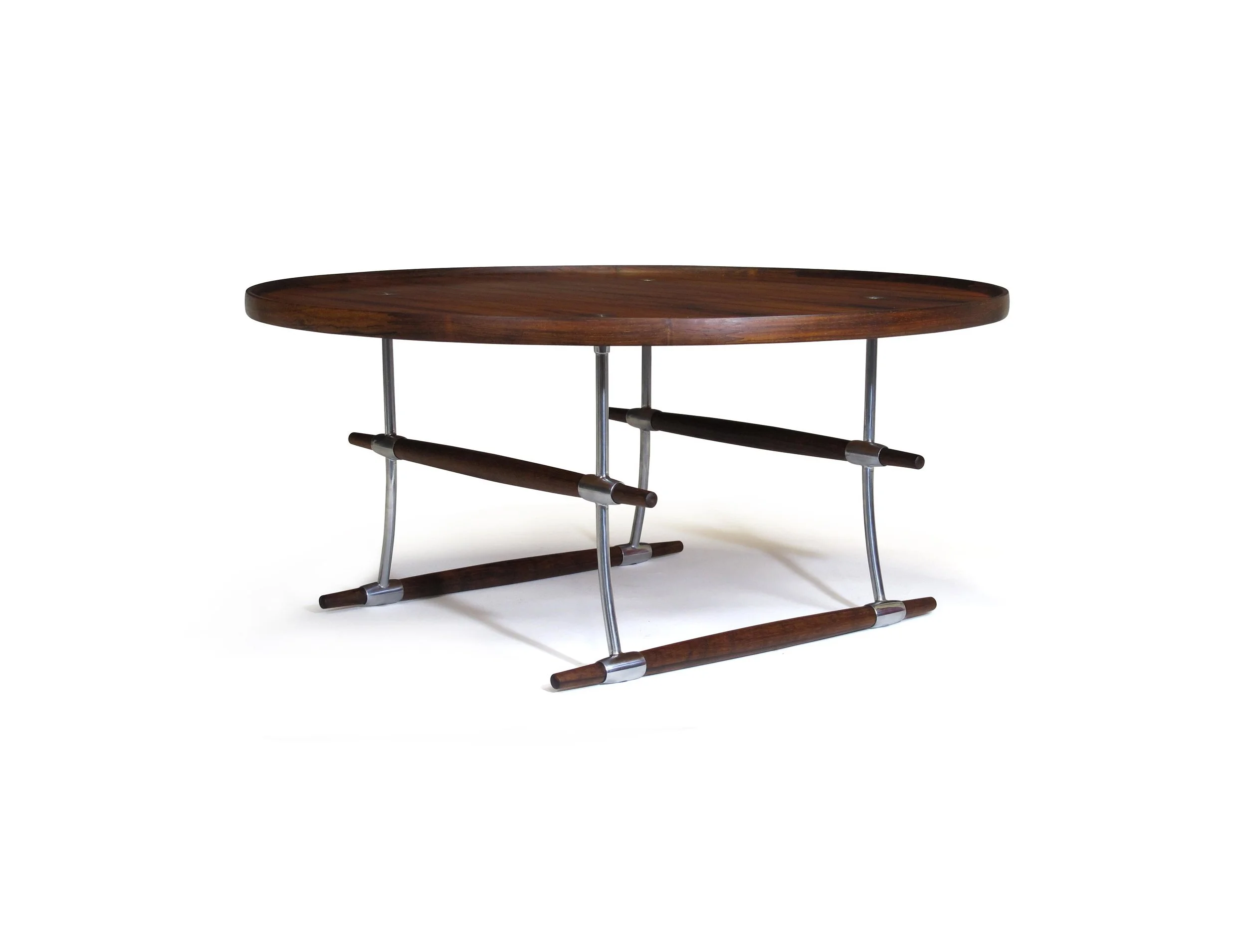 Jens Quistgaard for Nissen Langa Circular Rosewood and Chrome Coffee Table