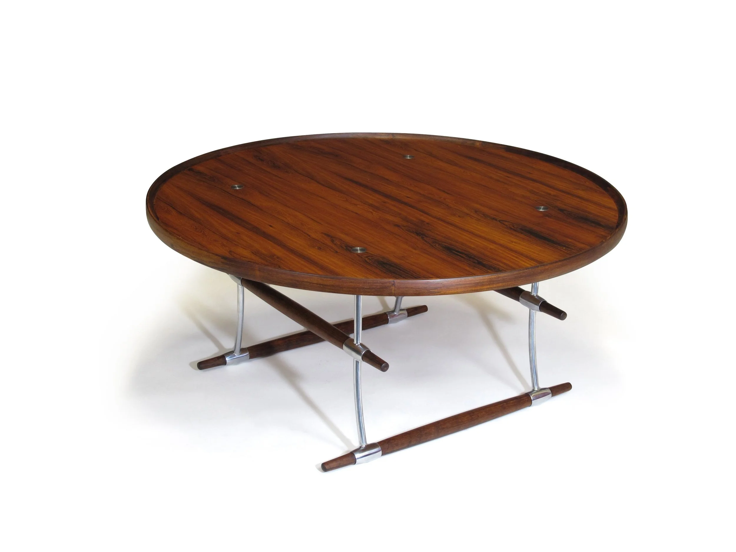 Jens Quistgaard for Nissen Langa Circular Rosewood and Chrome Coffee Table