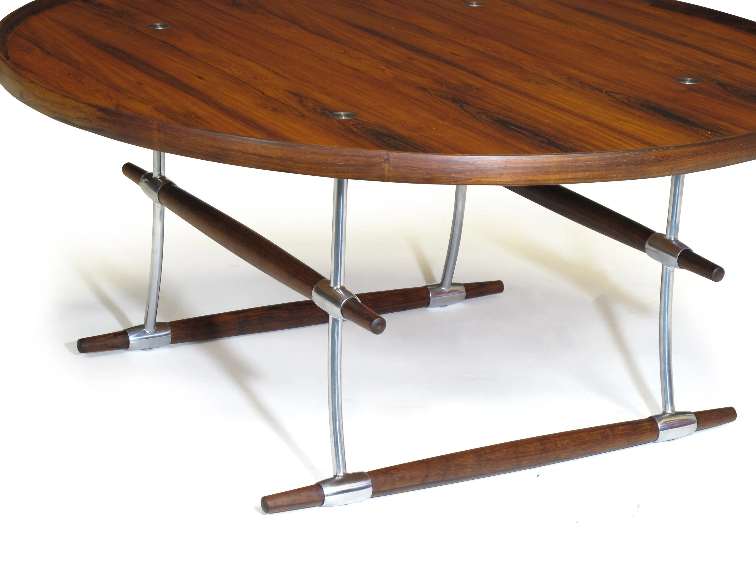 Jens Quistgaard for Nissen Langa Circular Rosewood and Chrome Coffee Table
