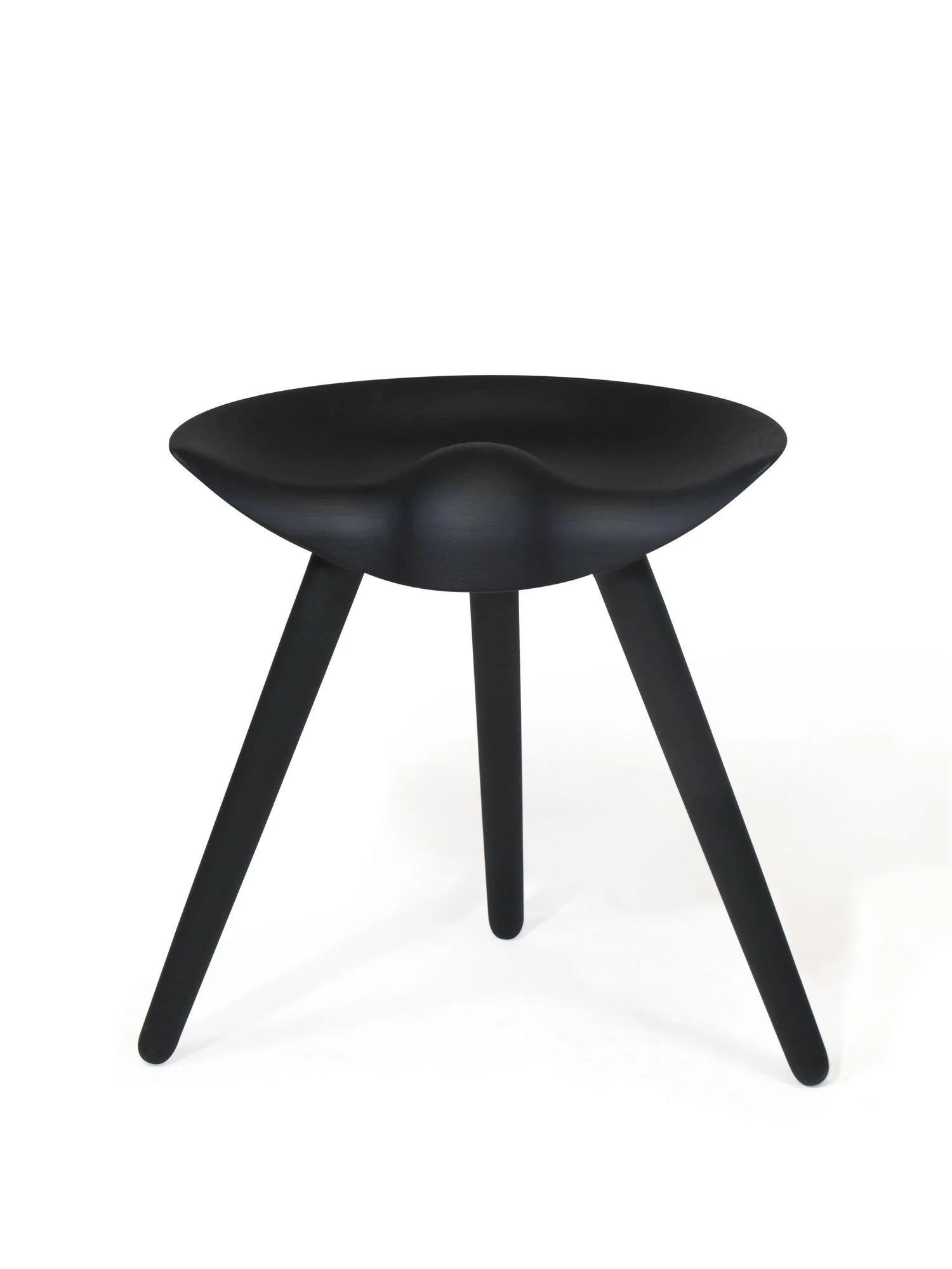 Lassen Sculpted black lacquered oak stool (SF Fall Show)