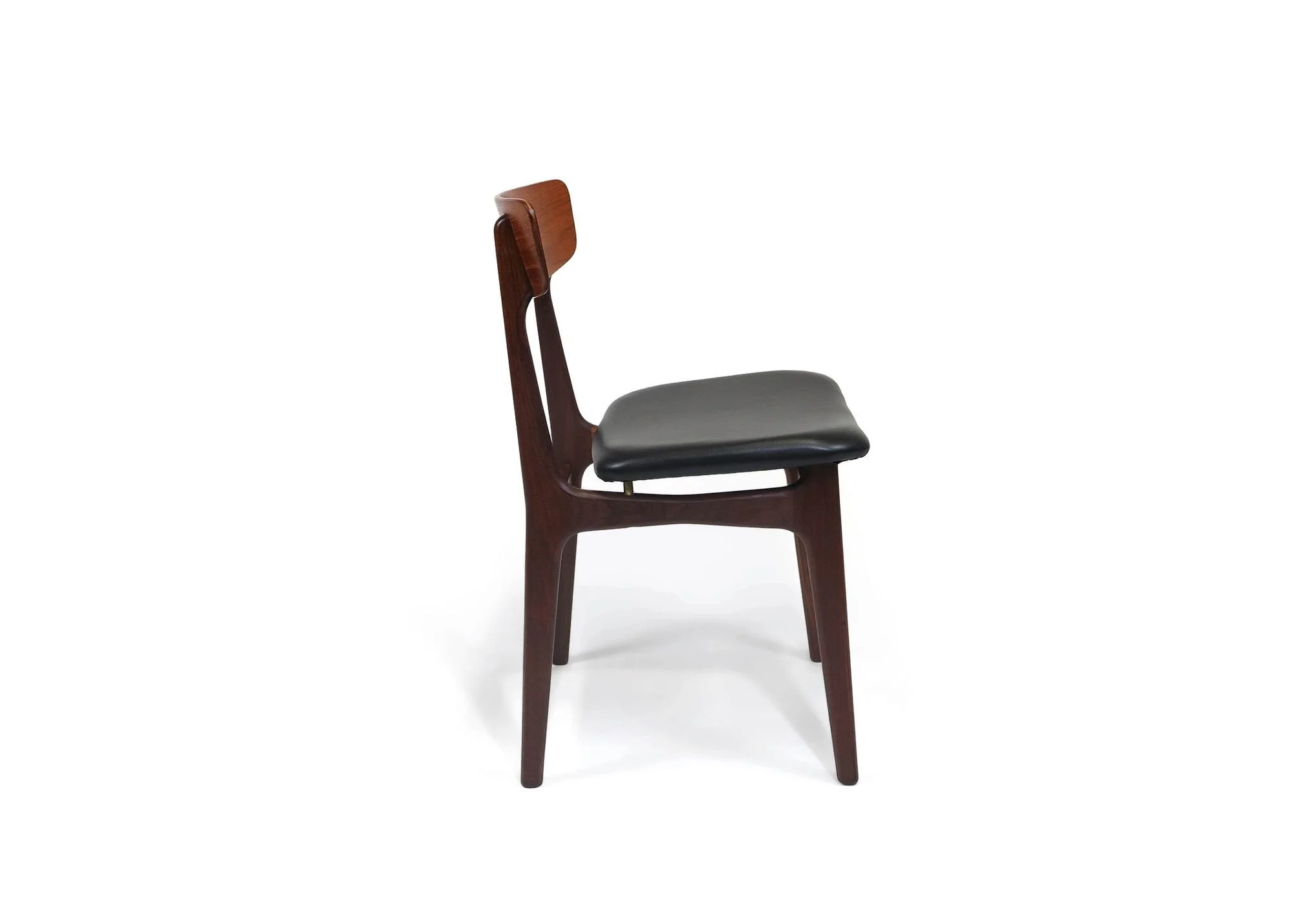 Twelve Danish Teak Dining Chairs in Black Leather — Chris Howard