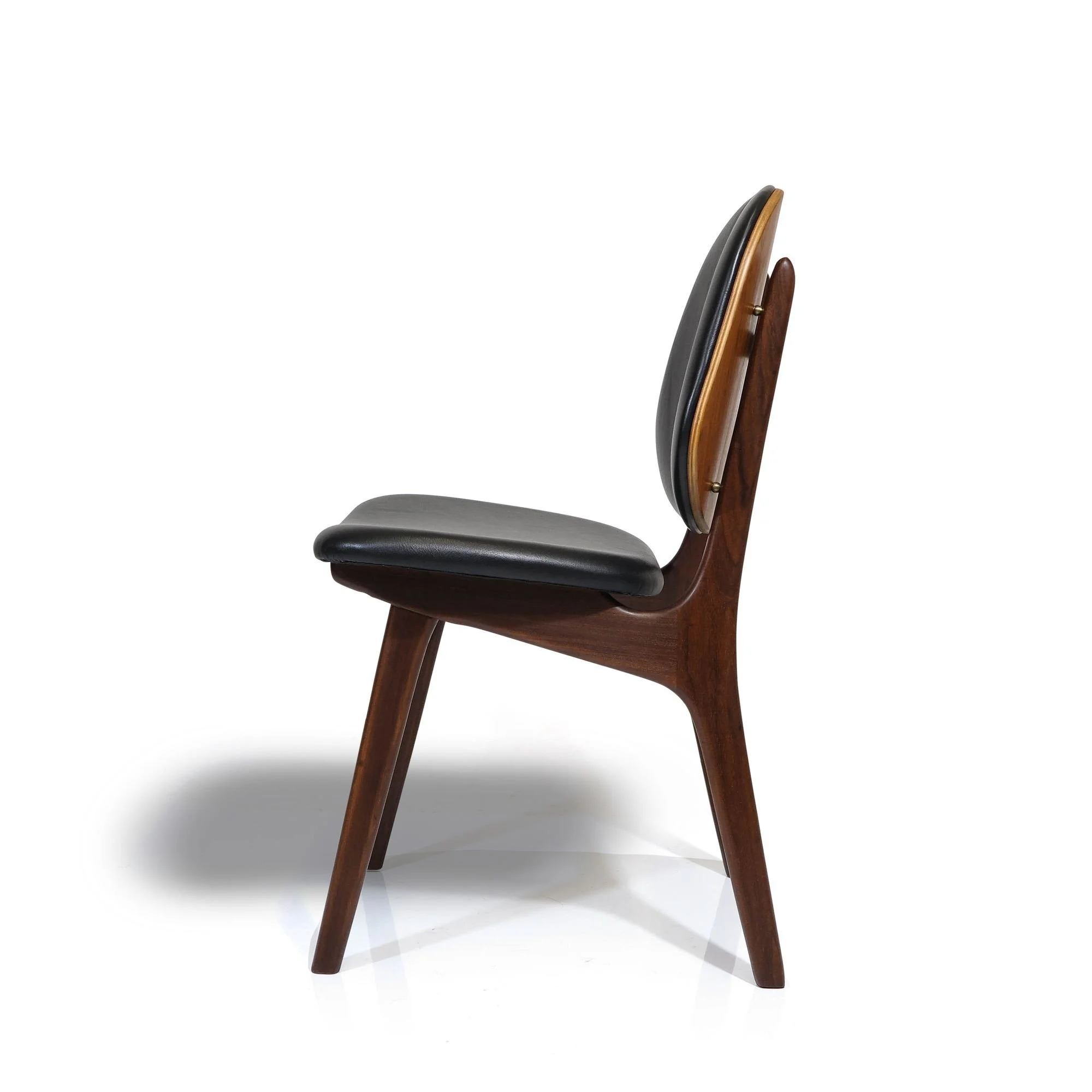 Eight Arne Hovmand Olsen Black Leather Danish Dining Chairs Eight Arne Hovmand Olsen Black Leather Danish Dining Chairs