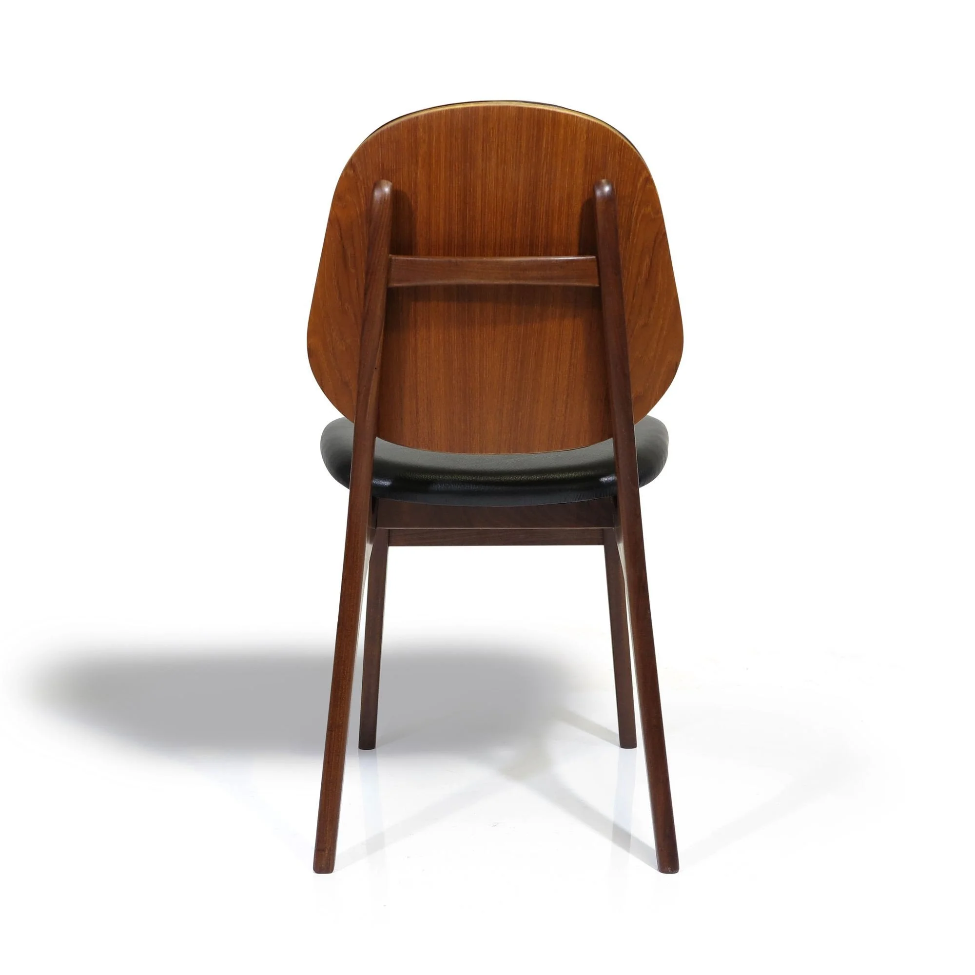 Eight Arne Hovmand Olsen Black Leather Danish Dining Chairs