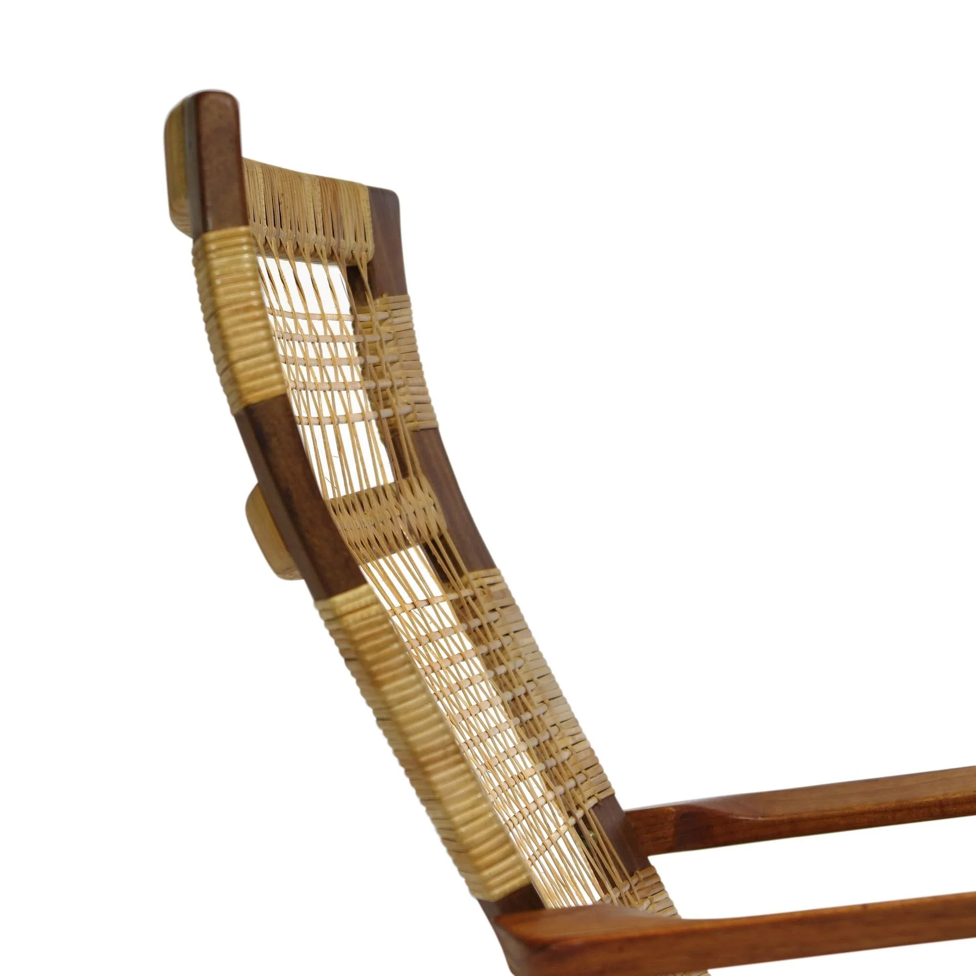 Rare Hans Olsen for Juul Kristensen Teak Cane Rocking Chair