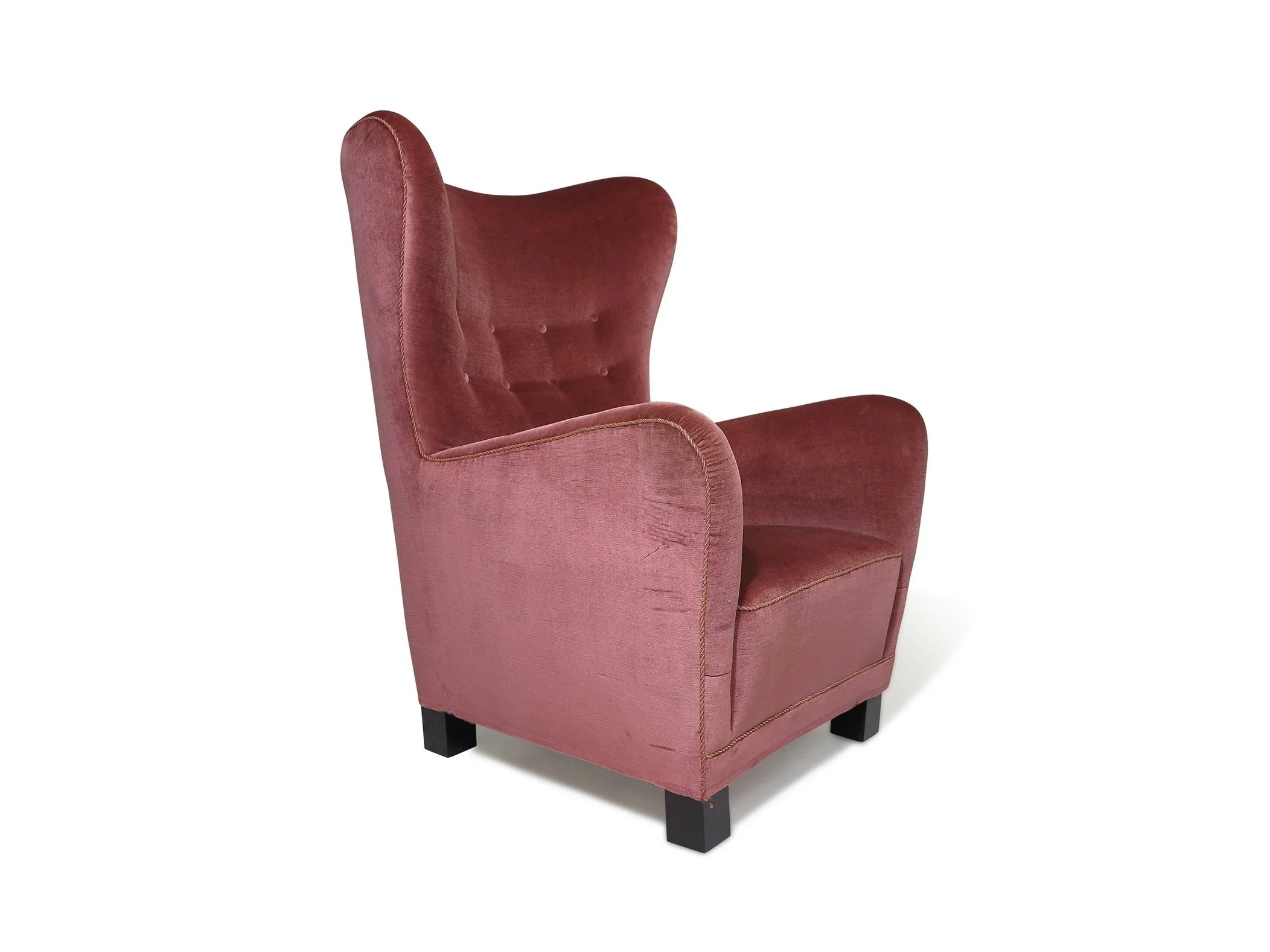 1942 Fritz Hansen High-back Lounge Chair #1672 in Original Mohair — Chris Howard Antiques & Modern