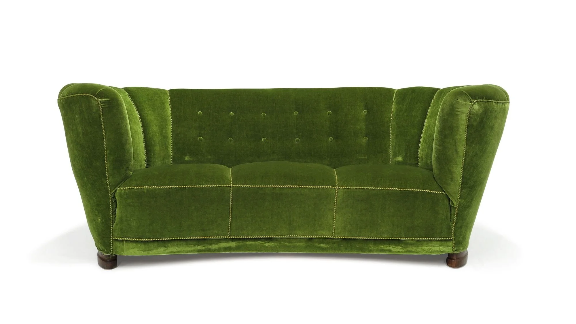 1930's Danish Deco Sofa in Original Green Mohair - FALLSHOW