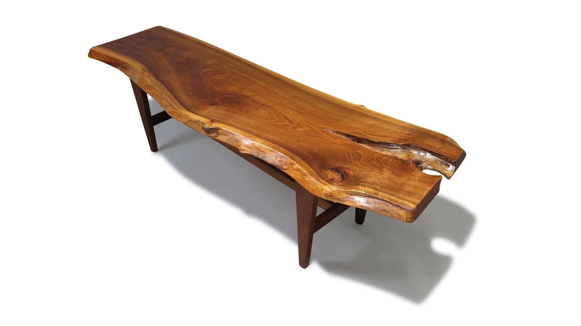 Mid Century Walnut Live Edge Bench / Coffee Table (SF Fall Show)