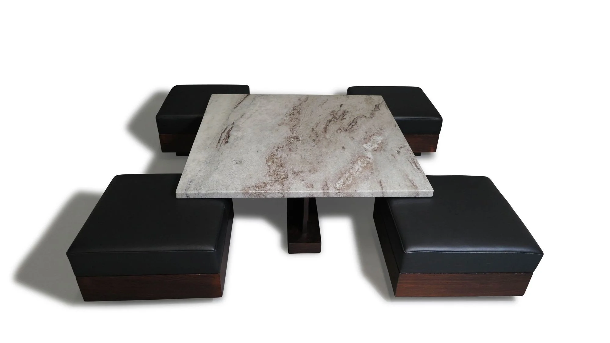 Celina Decorações Brazilian Modern Rosewood Coffee Table With Ottoman Benches - FALLSHOW