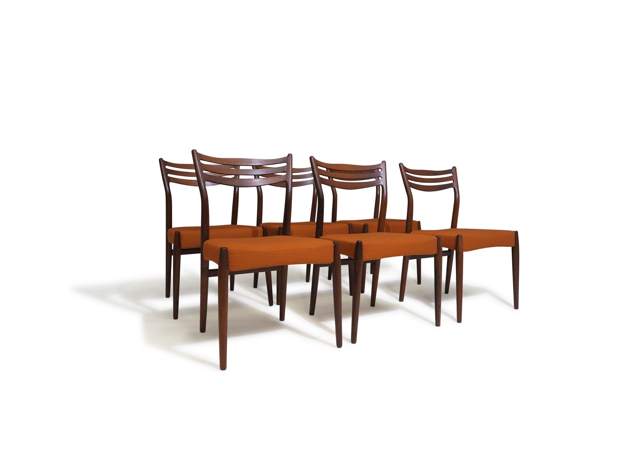 Six Sculptural Rosewood Dining Chairs Arne Vodder, Denmark, 1955