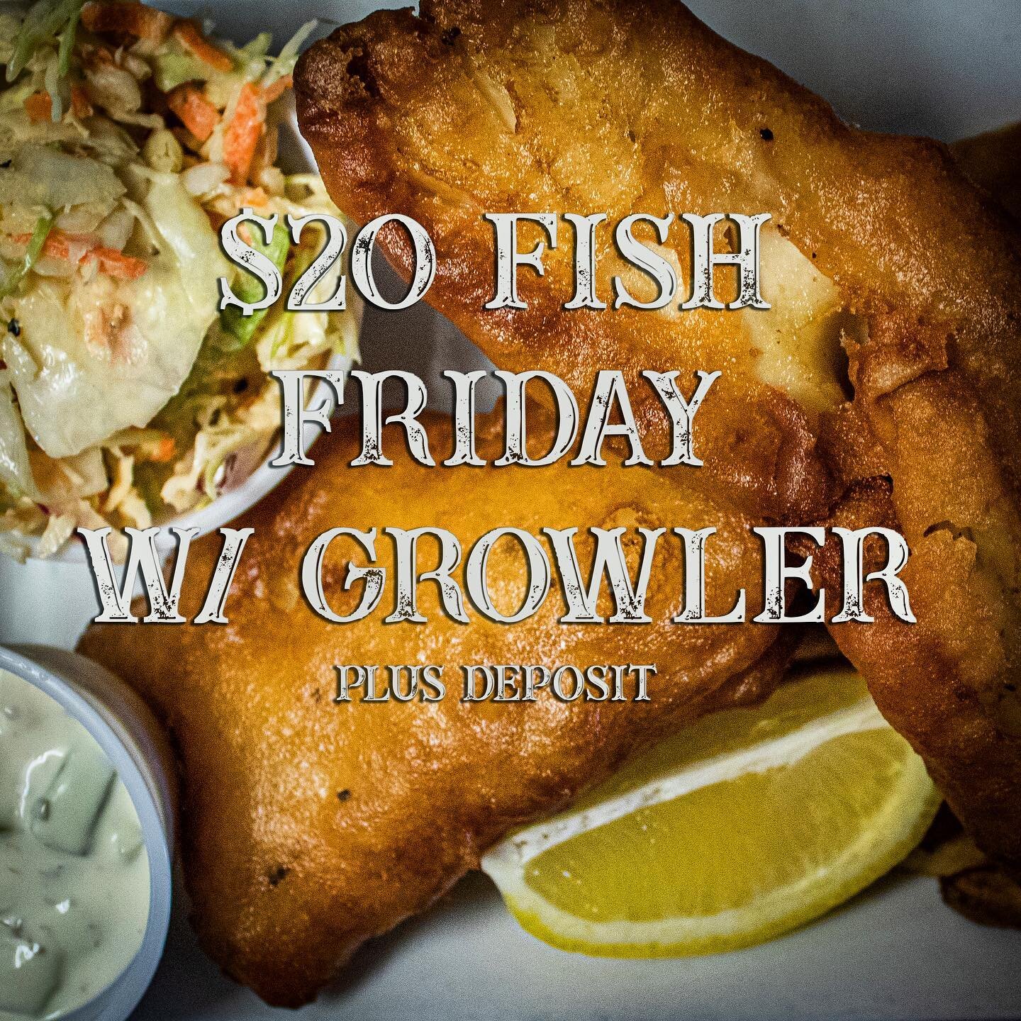 🚨🚨 FISH GROWLER FRIDAY 🚨🚨

Your choice of either 64oz domestic
 or 32oz craft growlers with our fish and chips $20 + bottle deposit. 

Only available for pickup though our website or by phone.
Online: mcthirstys-pint.com
Call: 705-743-2220