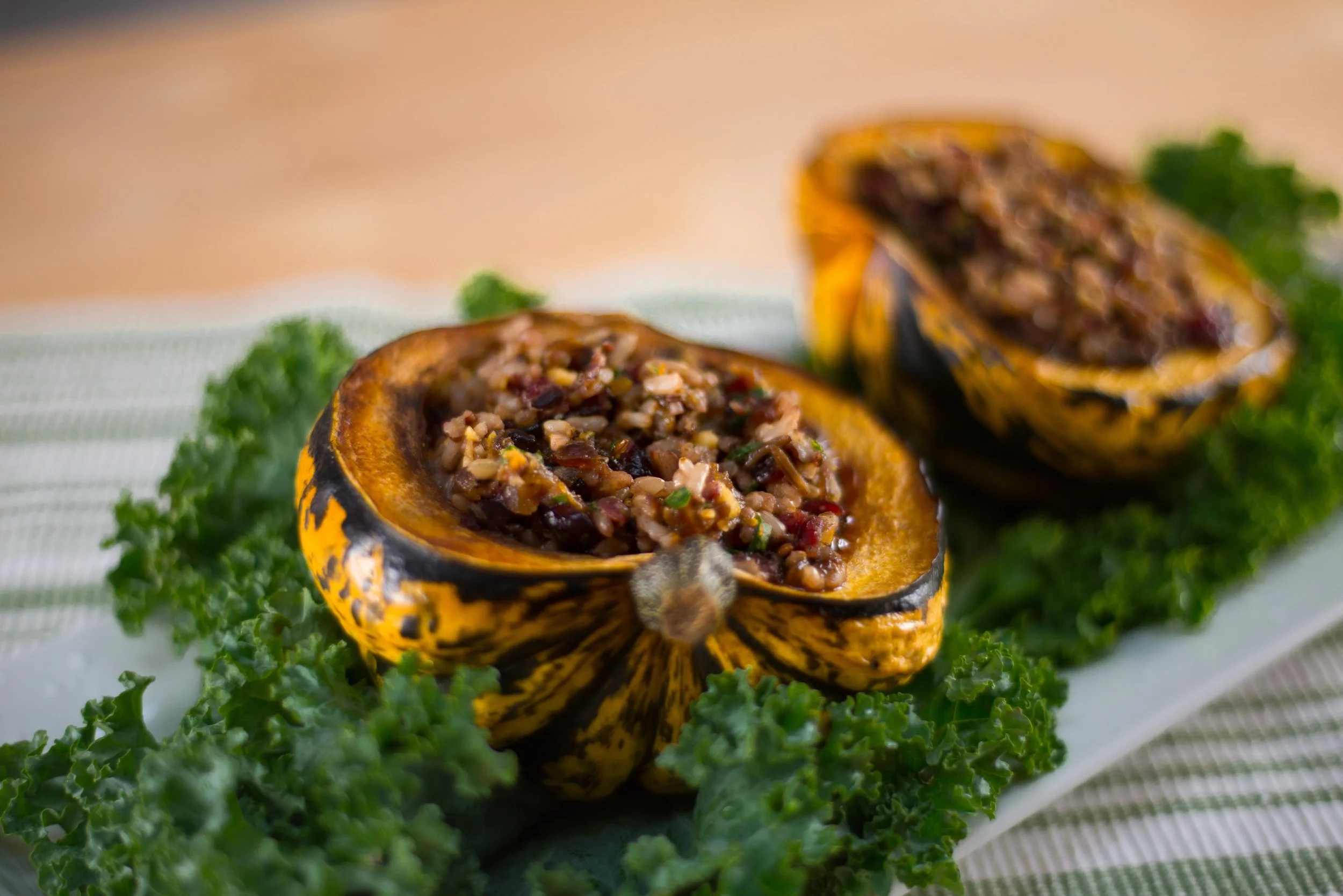 FESTIVE ACORN SQUASH WITH WILD RICE