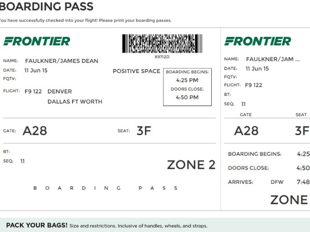 A sample of Frontier's new boarding pass (via ABC News).