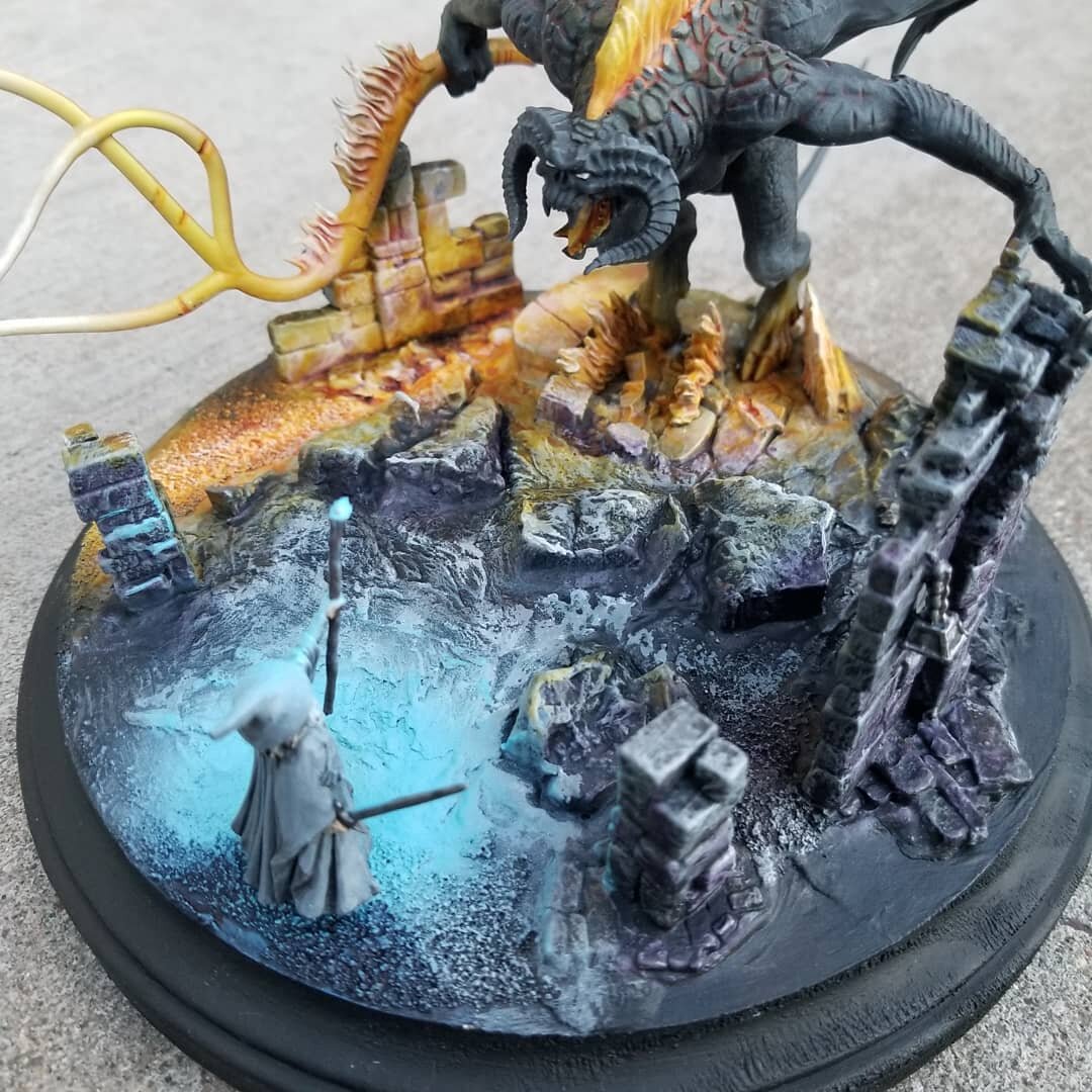 Another #lordoftherings miniature down. I've had plans for this #balrog since I originally painted him, wanting to put him and #gandolf on the bridge in Moria, but after my table project I didn't have it in me for another big diorama. I ordered these