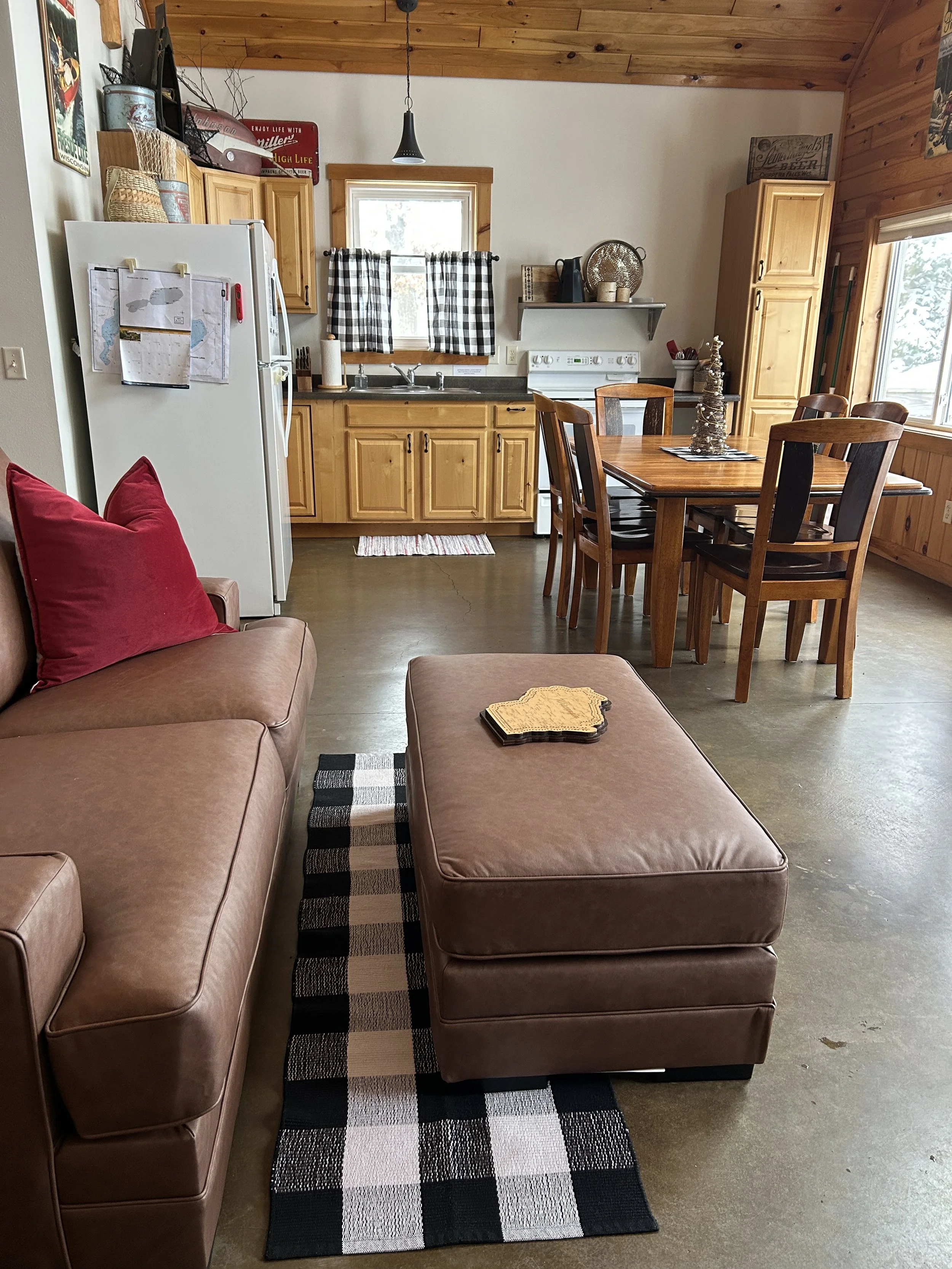  Lake View living room/kitchen area from cabin entrance 
