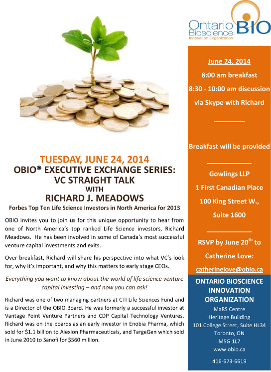 OBIO® EXECUTIVE EXCHANGE SERIES: VC STRAIGHT TALK WITH RICHARD J. MEADOWS