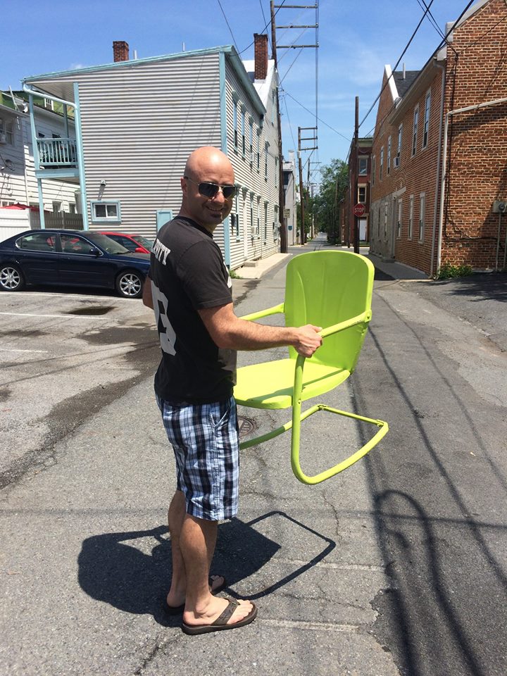 Bender was excited to purchase this metal chair