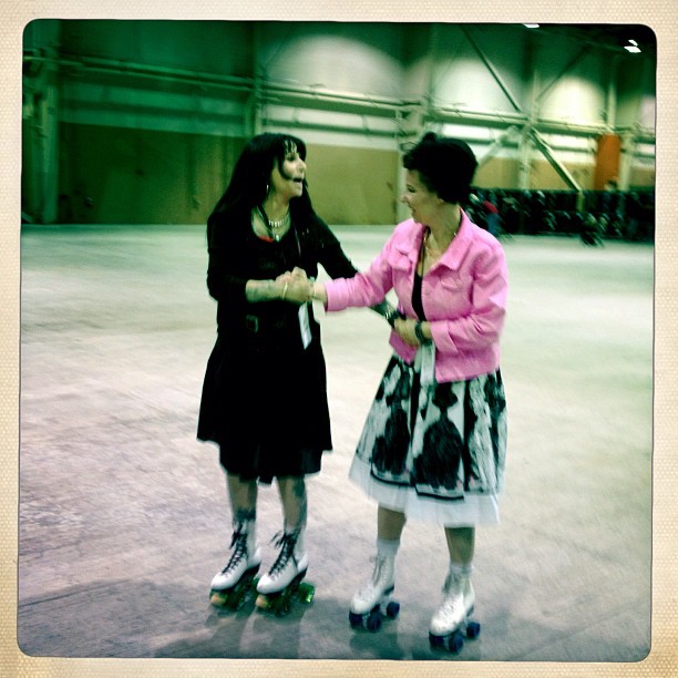 Miss Ruth and Peanut roller skating at the Harrisburg Tattoo Convention and Roller Derby Tournament