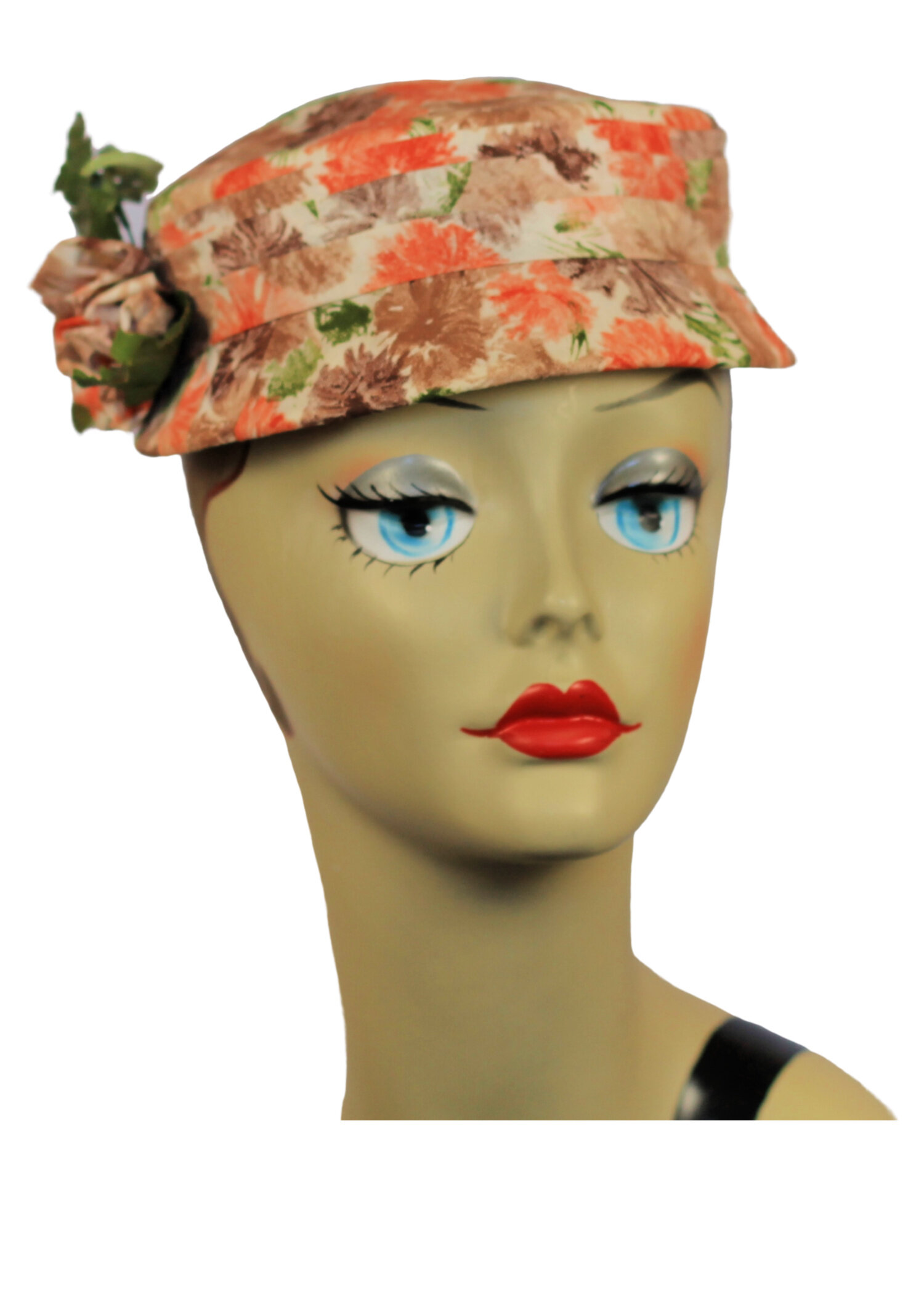 Vintage 1950s Orange Floral Hat — Miss 