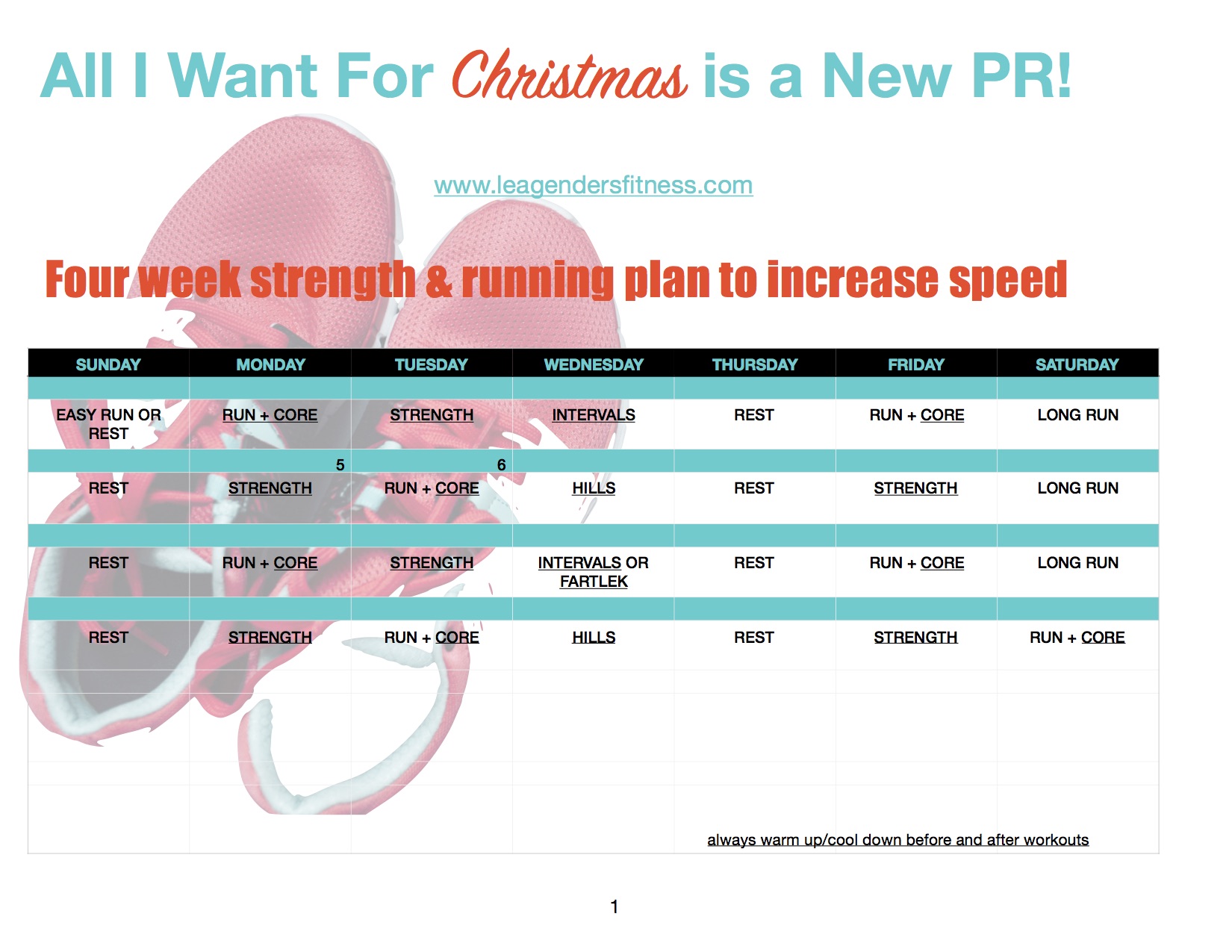 Download the training schedule below to improve your speed by Christmas