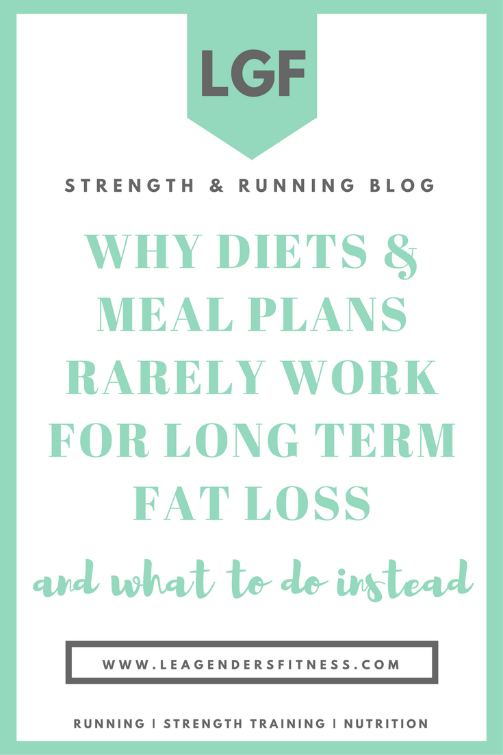 Why Diets & Meal Plans Rarely Work for Long Term Fat loss and What to Do Instead. Save to Pinterest for Later!