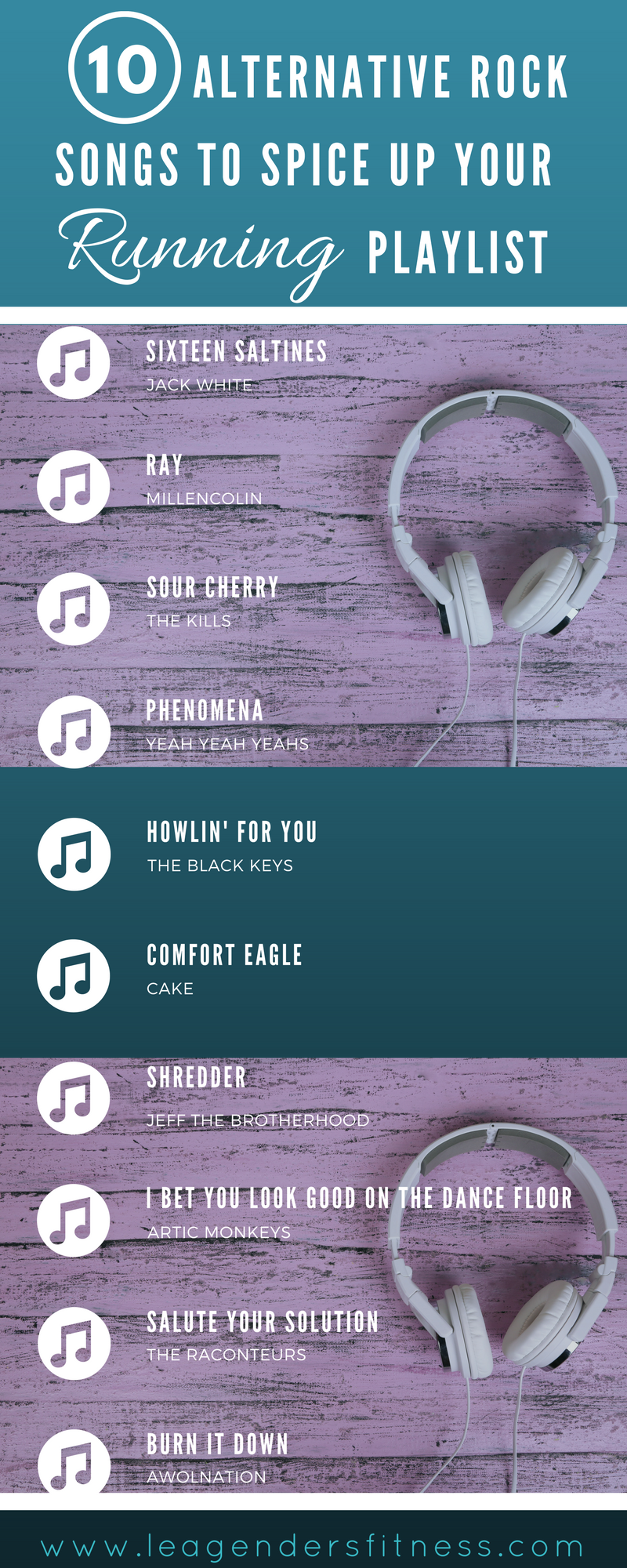 10 alternative rock songs to spice up your running playlist. Save to pinterest for later.