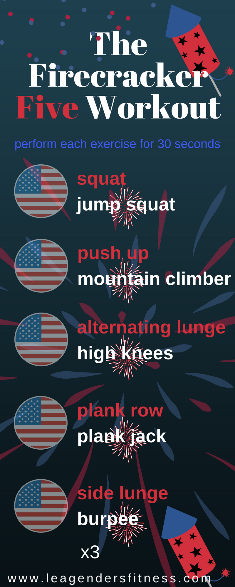 Firecracker Move Fourth of July: Firecracker Five to Blow Up Your Workout — Lea Genders ...