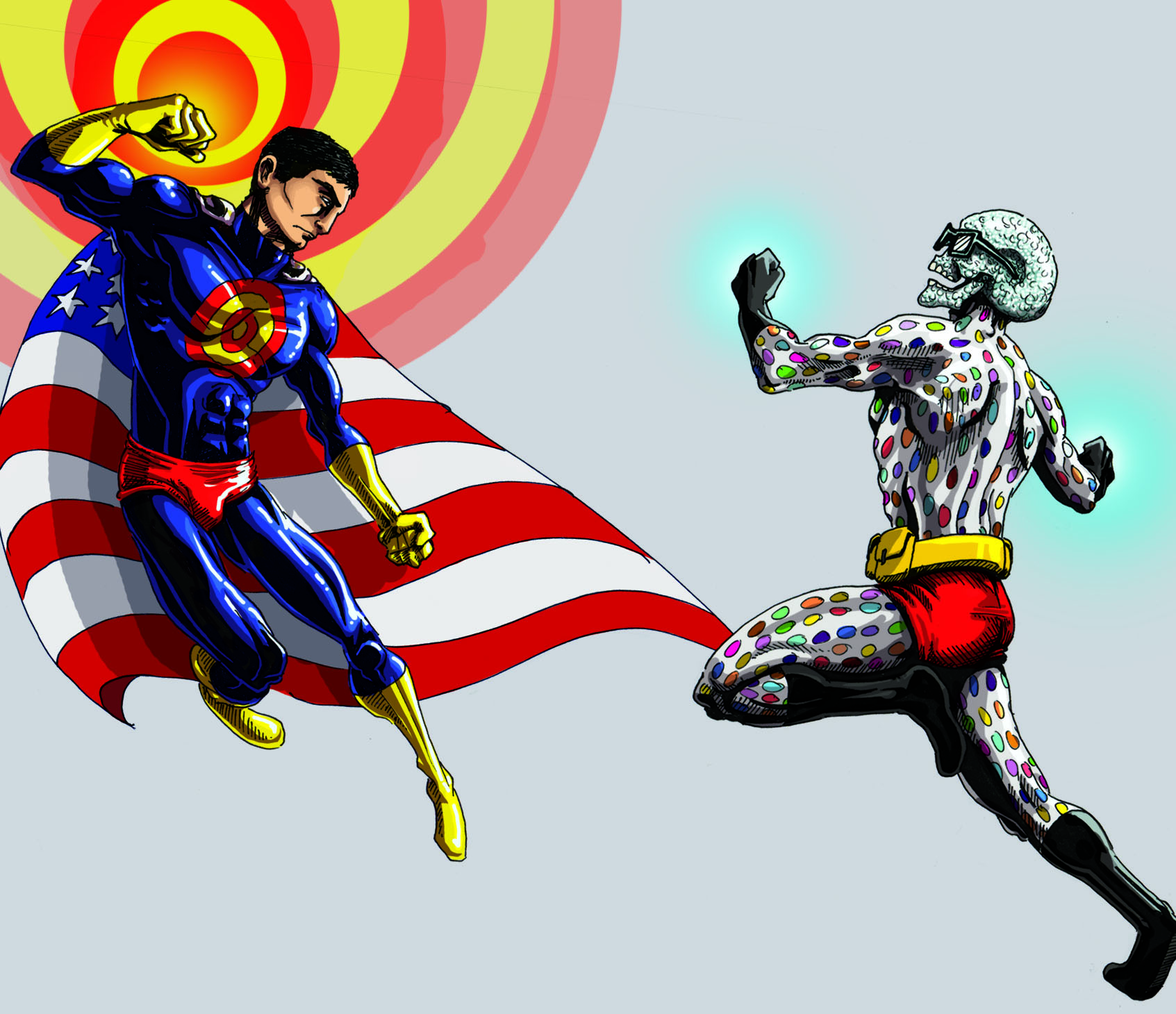 Jasper Johns and Damien Hirst are sworn enemies, constantly battling for the fate of the Art World.
