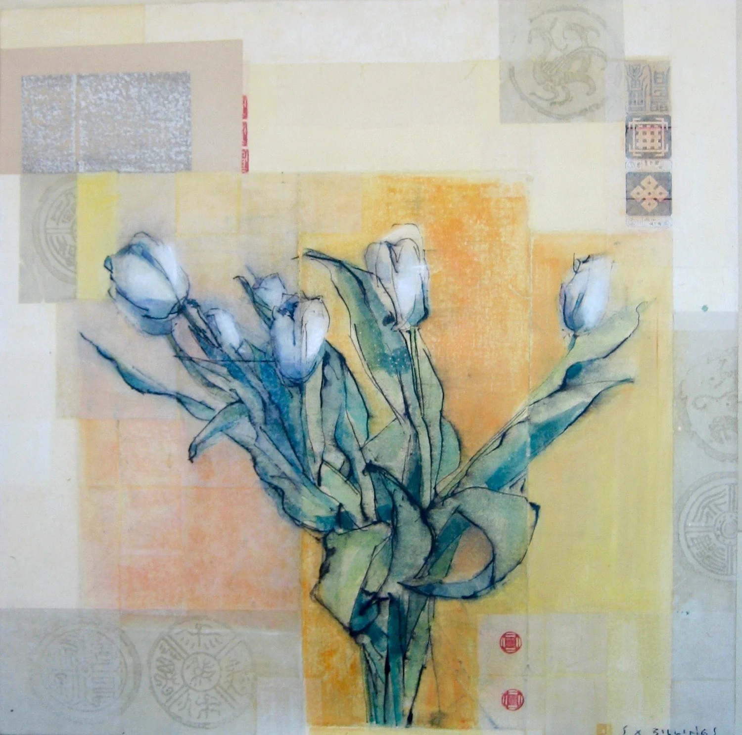  white tulips &nbsp;30" x 30" 
