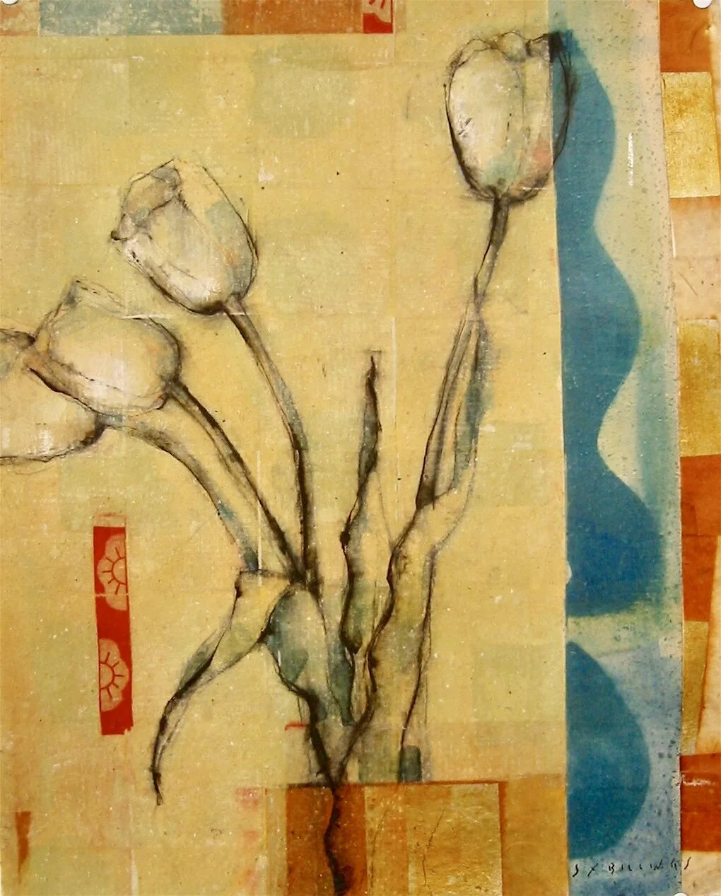 WHITE TULIPS &amp; WAVE  20” x 30” 