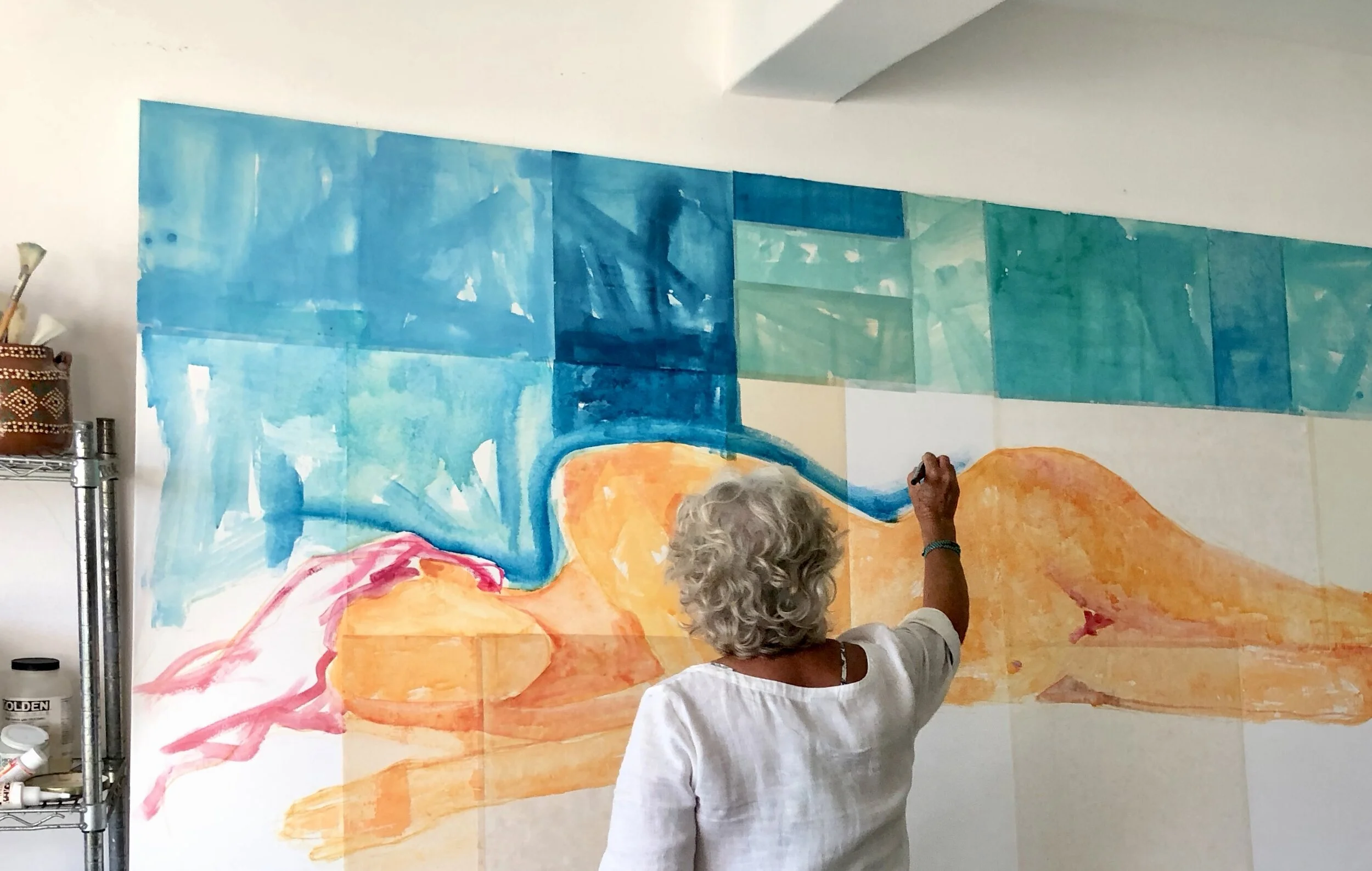  LA SIRENA: watercolor on rice paper - first pigment layer 