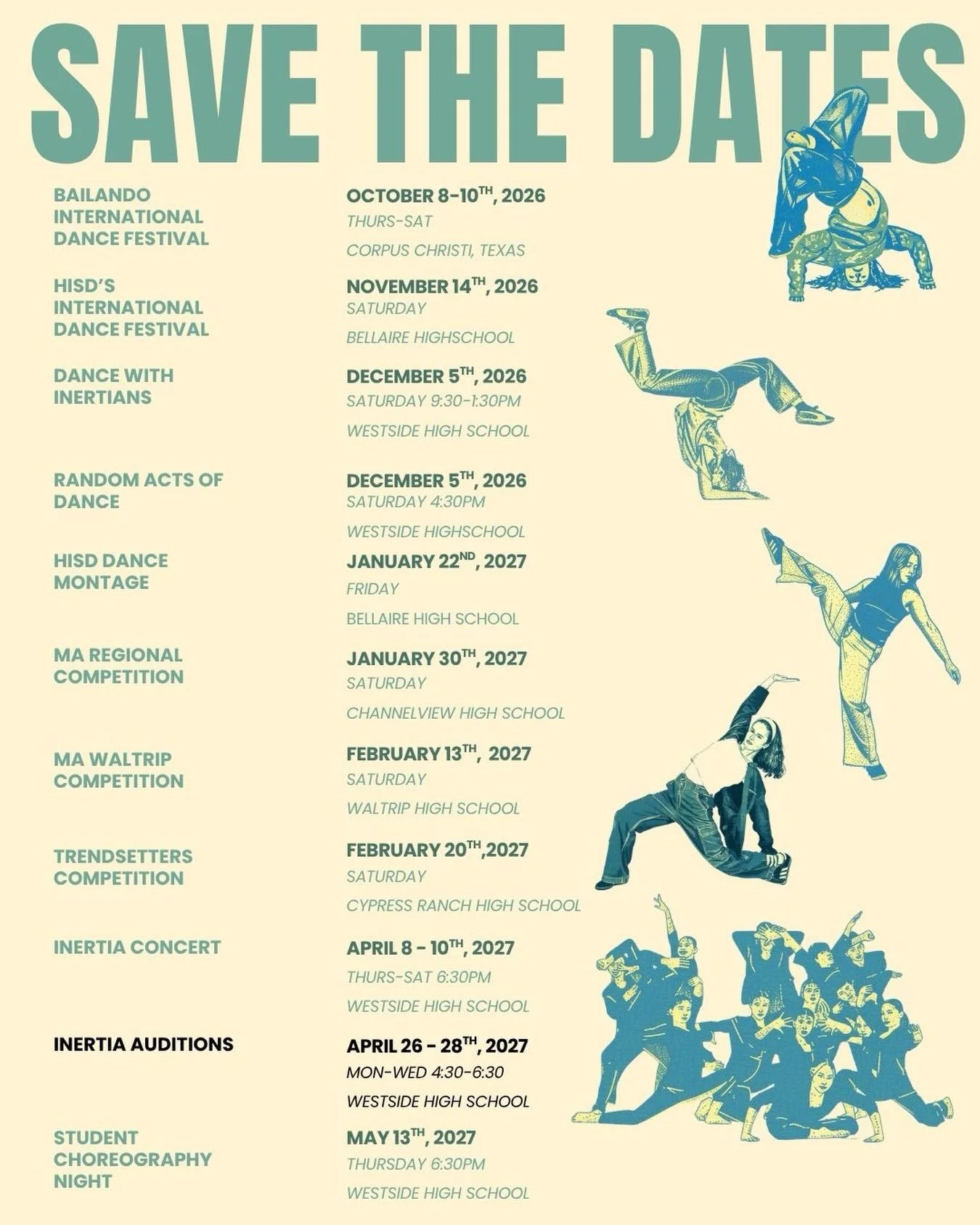 SAVE THE DATES of our upcoming events!! Don&rsquo;t miss out 👀 Be sure to come out and support the team ❤️&zwj;🔥🙌🏼