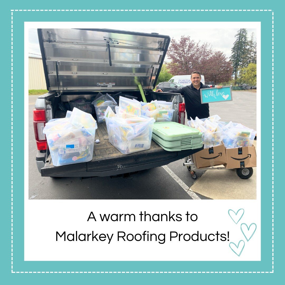 Malarkey Roofing Products has thoughtfully packaged 100 care bundles for our families! Each kit contained essentials for growing children! It's so important that we have these on hand for our families because of how high in demand these items are. Th