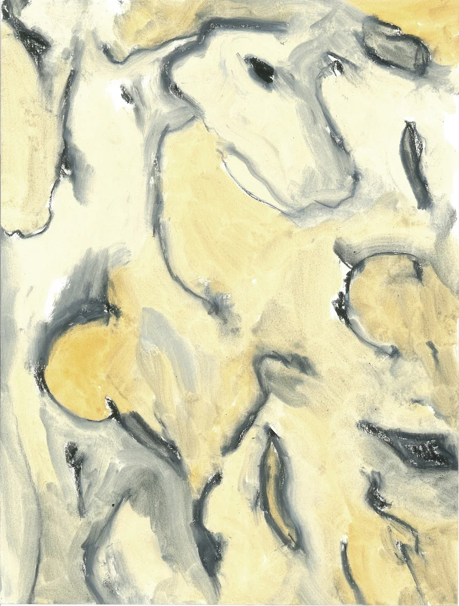 Activated Charcoal.32 Cowshead -oil on paper- 2015
