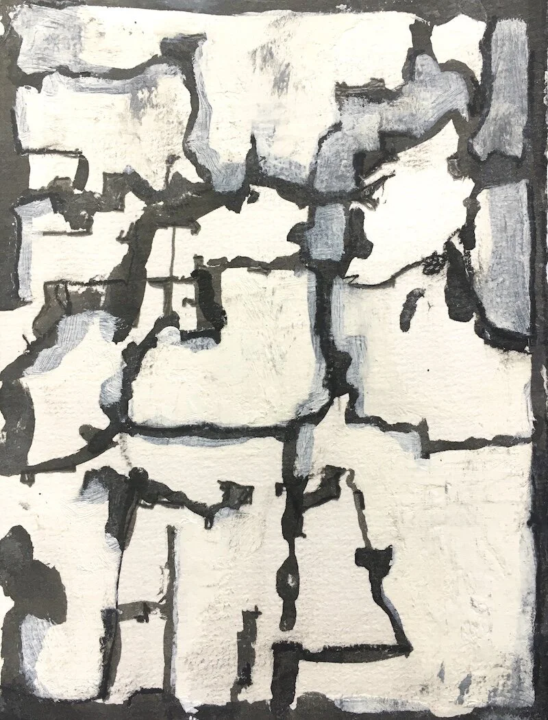   SANS TITLE  -sumi ink/gesso on paper 16”x12”. 2021- 