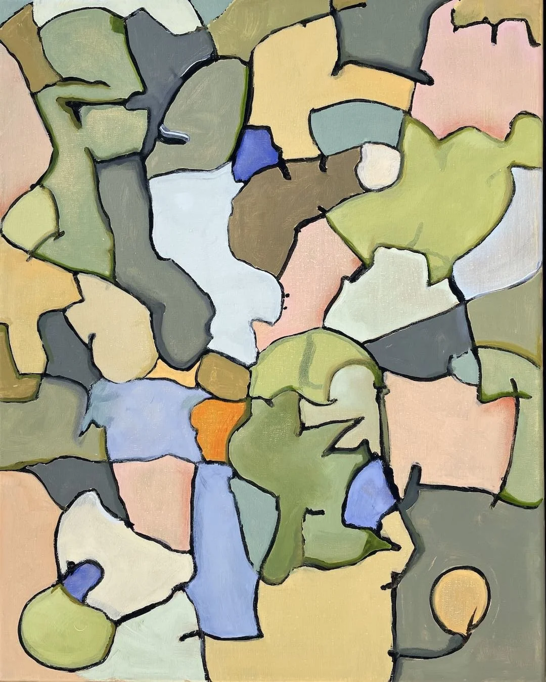 THE GRAMMAR OF ORNAMENT -oil on raw/rough linen- 2020, 30”x24”