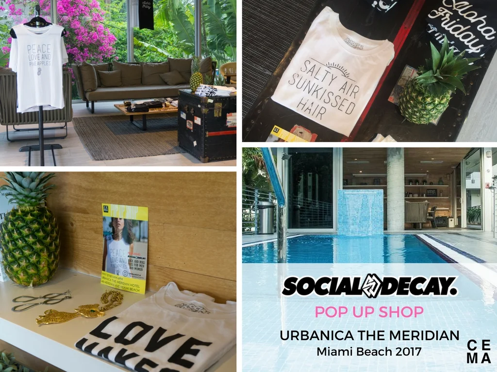 NYC Tee shirt brand, social decay, set up a week long temporary shop in the boutique hotel, urbanica the meridian