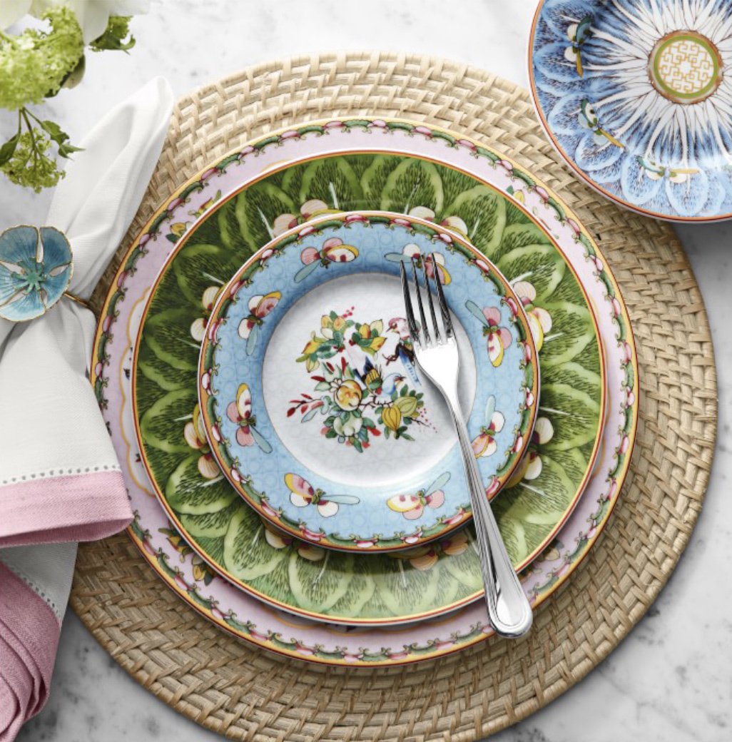 Famille Rose Blue Boxed Appetizer Plates, Set of 4 via William Sonoma